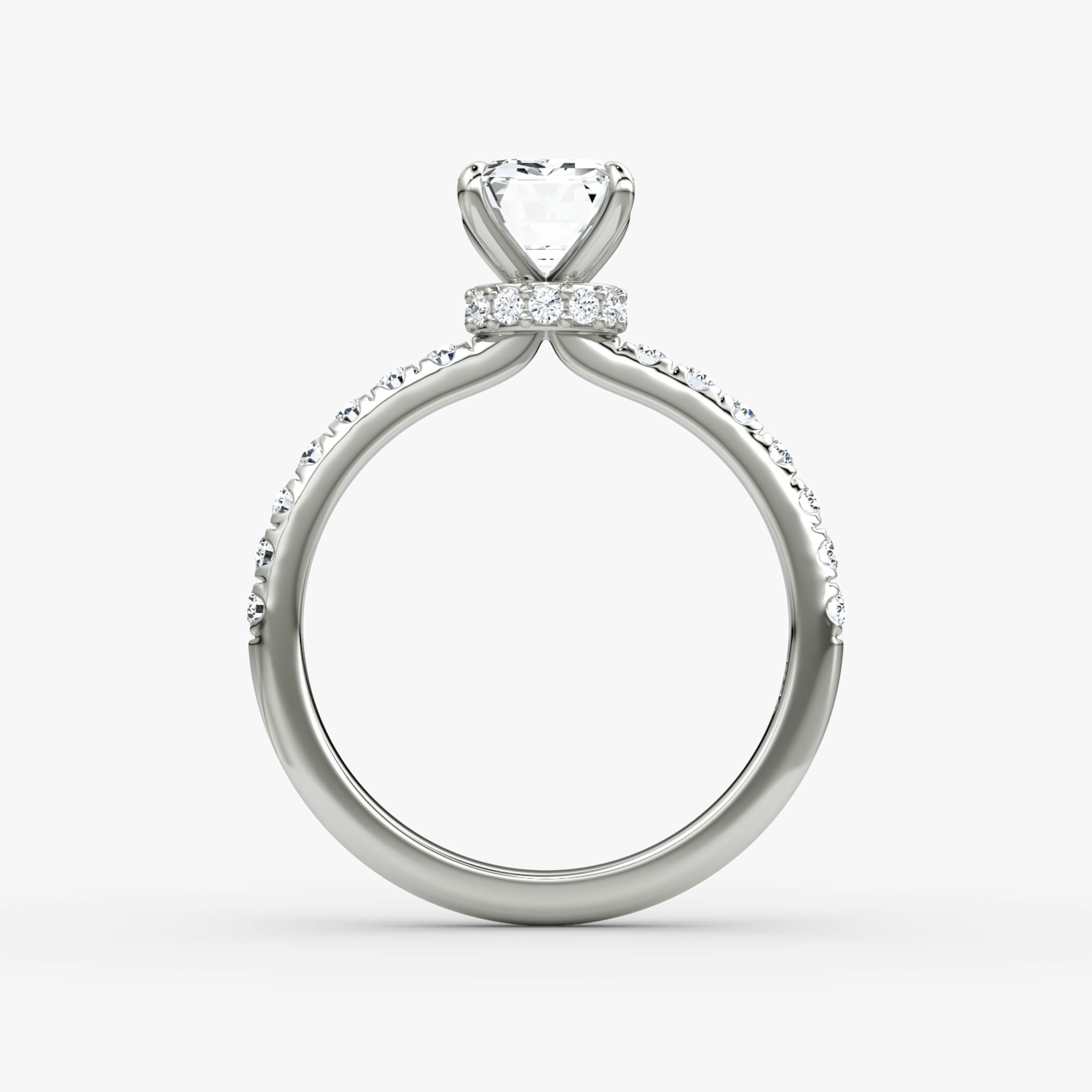 The Veiled Halo | Emerald | 18k | White Gold | bandAccent: Pavé | diamondOrientation: vertical | caratWeight: other