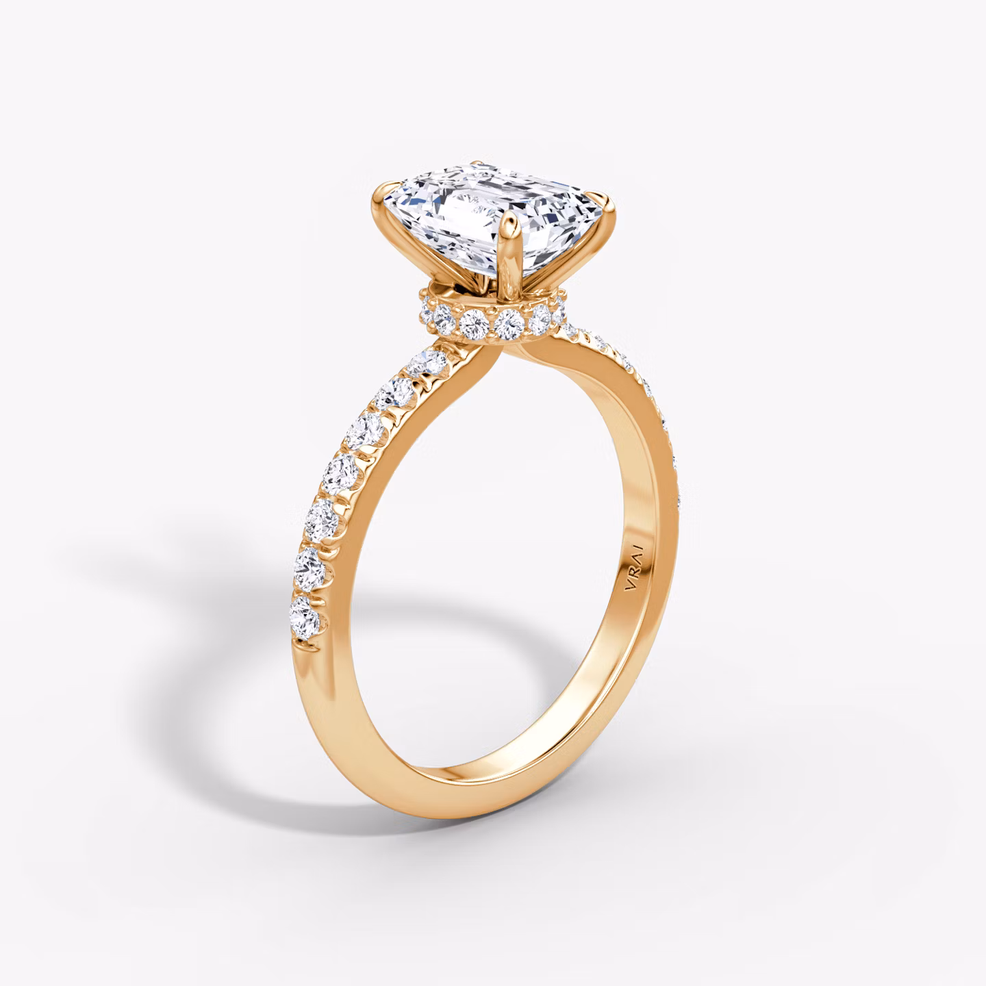 The Veiled Halo Emerald | Rose Gold