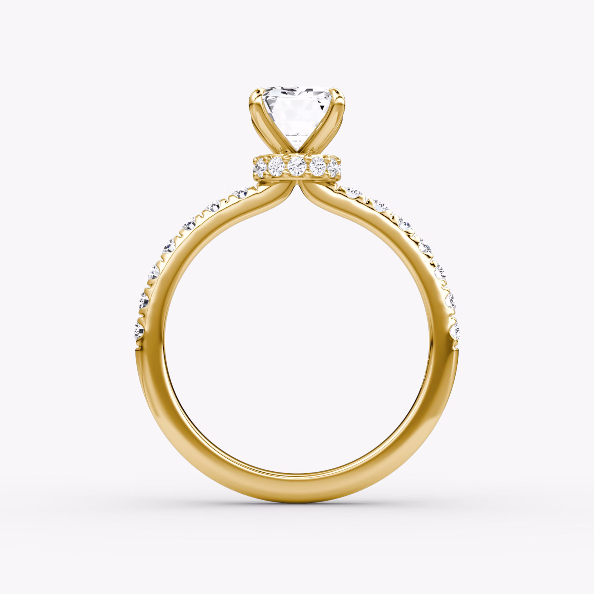 The Veiled Halo | Emerald | 18k | Yellow Gold | bandAccent: Pavé | diamondOrientation: vertical | caratWeight: other