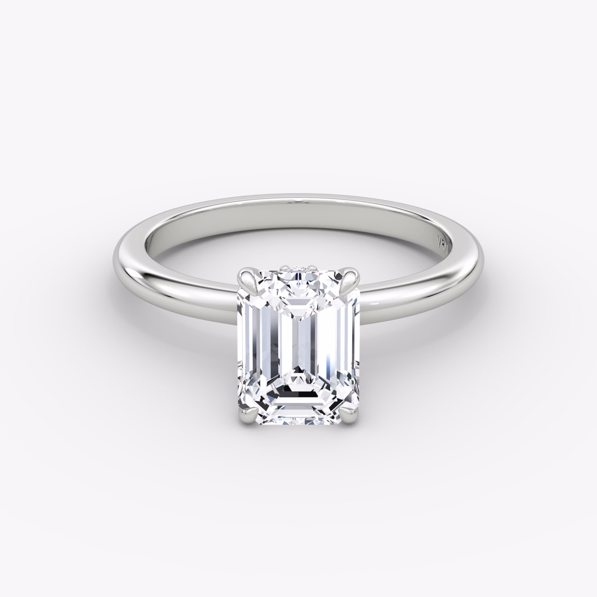 The Veiled Halo | Emerald | Platinum | bandAccent: Plain | diamondOrientation: vertical | caratWeight: other