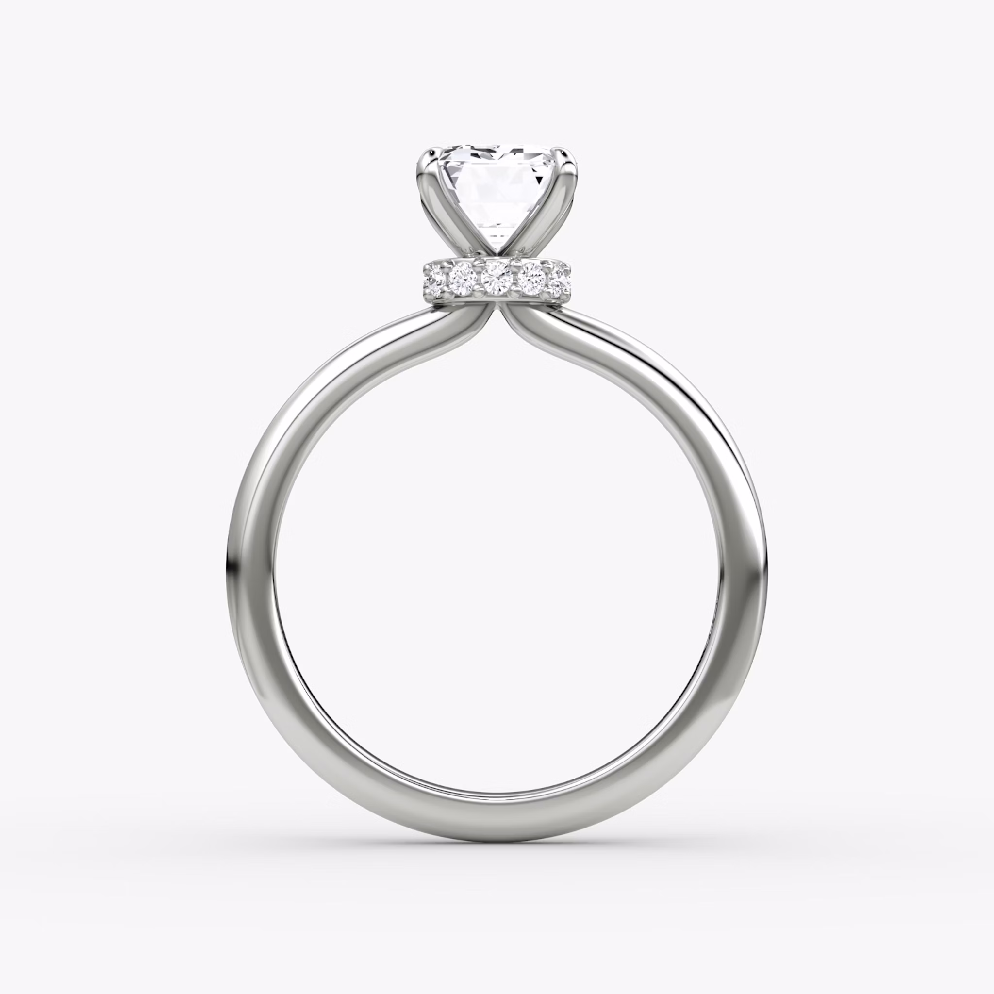 The Veiled Halo | Emerald | Platinum | bandAccent: Plain | diamondOrientation: vertical | caratWeight: other