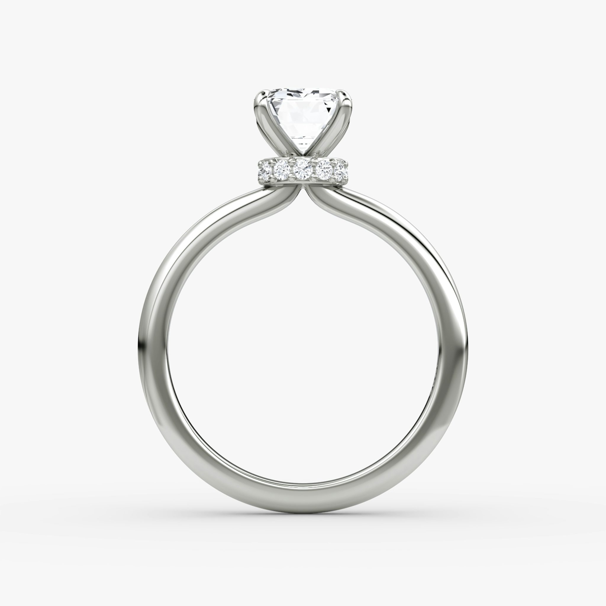 The Veiled Halo | Emerald | Platinum | bandAccent: Plain | diamondOrientation: vertical | caratWeight: other