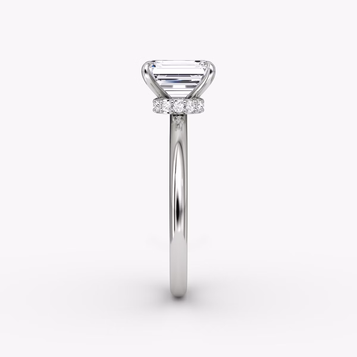 The Veiled Halo | Emerald | Platinum | bandAccent: Plain | diamondOrientation: vertical | caratWeight: other
