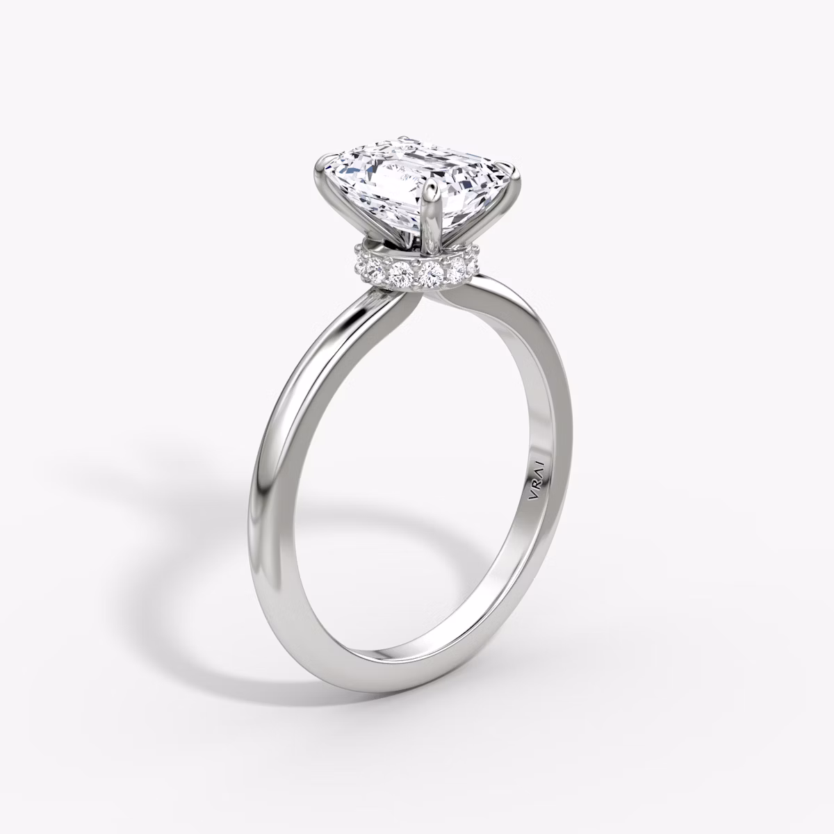 The Veiled Halo | Emerald | Platinum | bandAccent: Plain | diamondOrientation: vertical | caratWeight: other