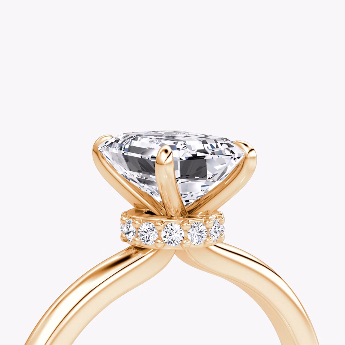 The Veiled Halo | Emerald | 14k | Rose Gold | bandAccent: Plain | diamondOrientation: vertical | caratWeight: other