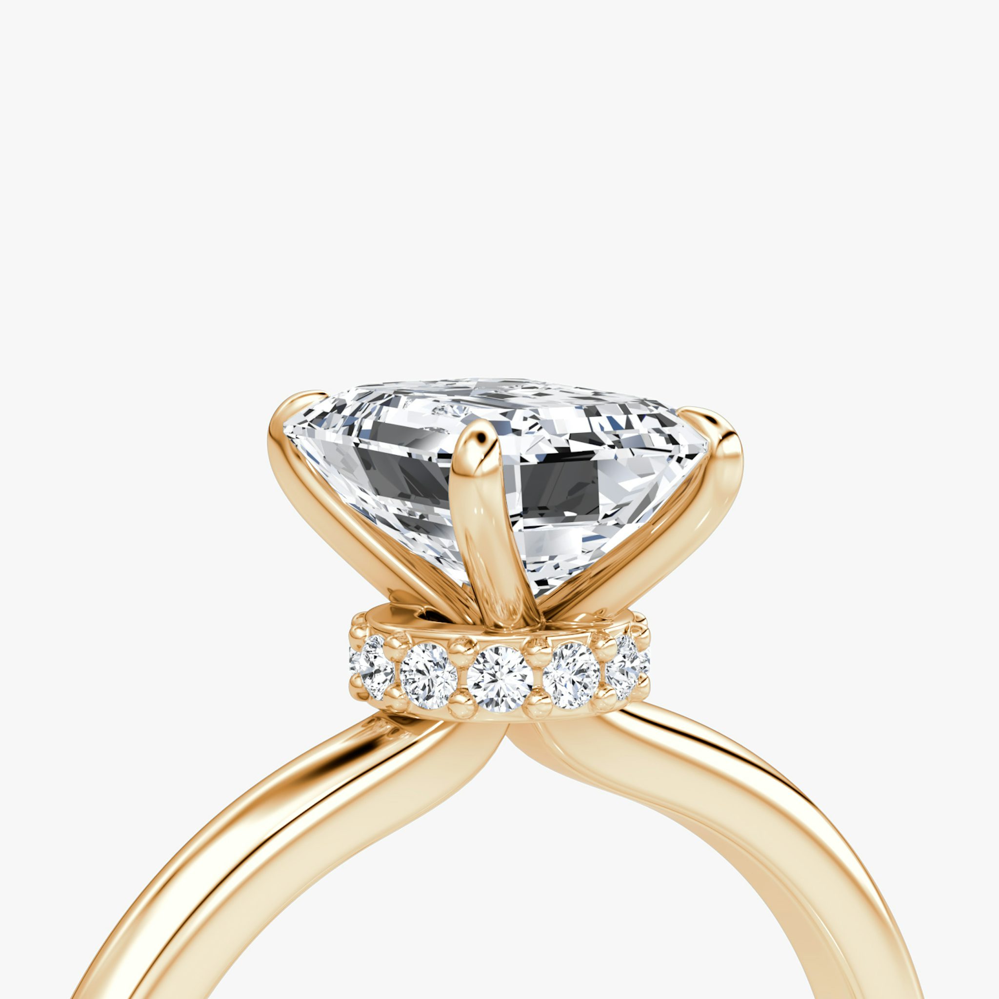 The Veiled Halo | Emerald | 14k | Rose Gold | bandAccent: Plain | diamondOrientation: vertical | caratWeight: other