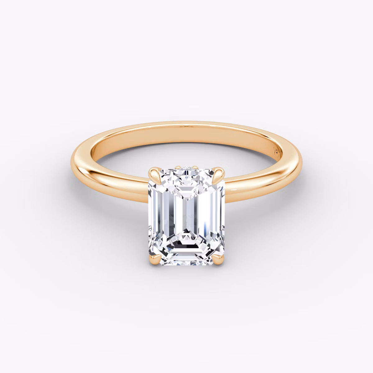 The Veiled Halo | Emerald | 14k | Rose Gold | bandAccent: Plain | diamondOrientation: vertical | caratWeight: other
