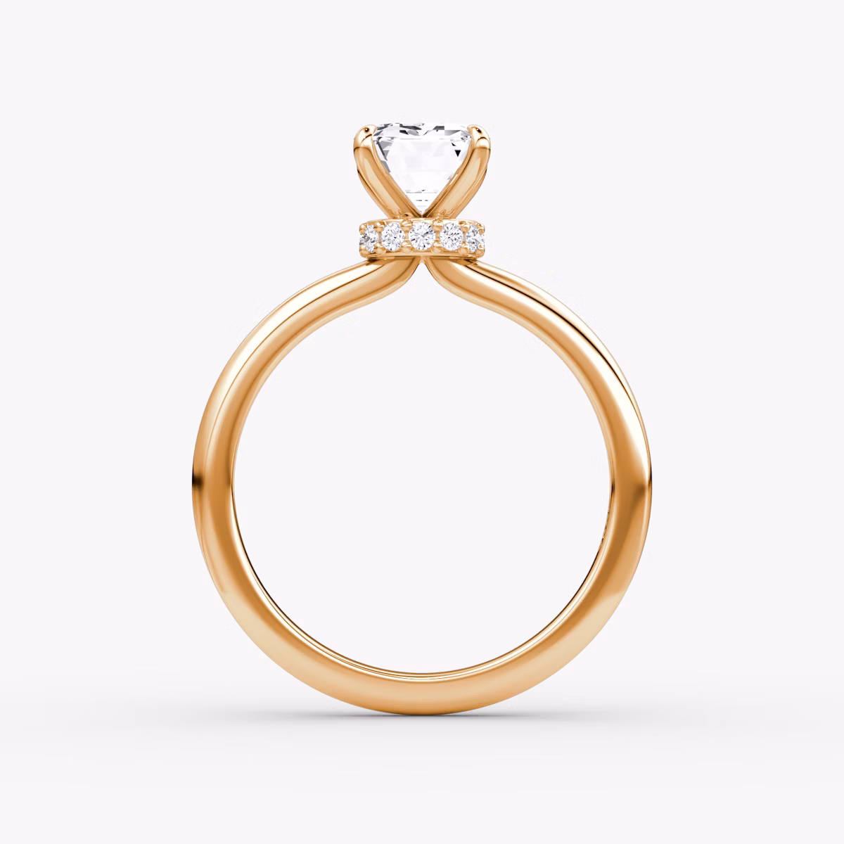 The Veiled Halo | Emerald | 14k | Rose Gold | bandAccent: Plain | diamondOrientation: vertical | caratWeight: other