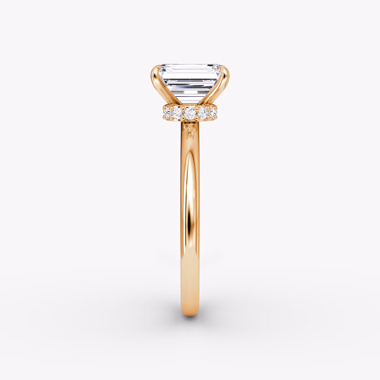 The Veiled Halo | Emerald | 14k | Rose Gold | bandAccent: Plain | diamondOrientation: vertical | caratWeight: other