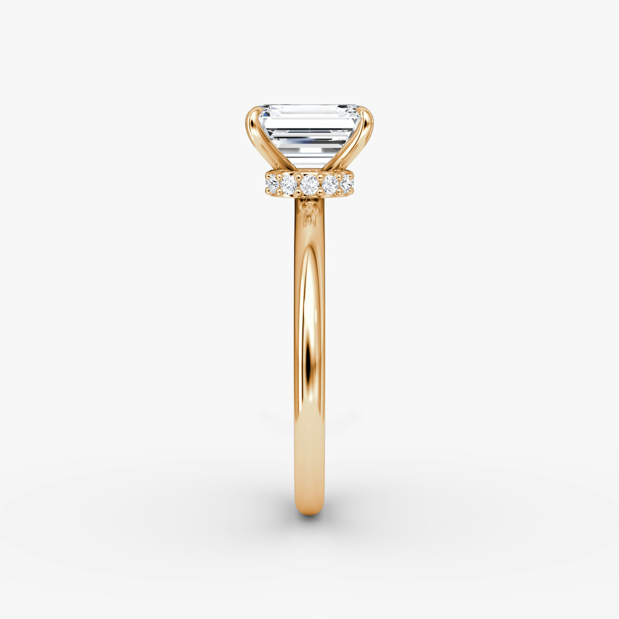 The Veiled Halo | Emerald | 14k | Rose Gold | bandAccent: Plain | diamondOrientation: vertical | caratWeight: other