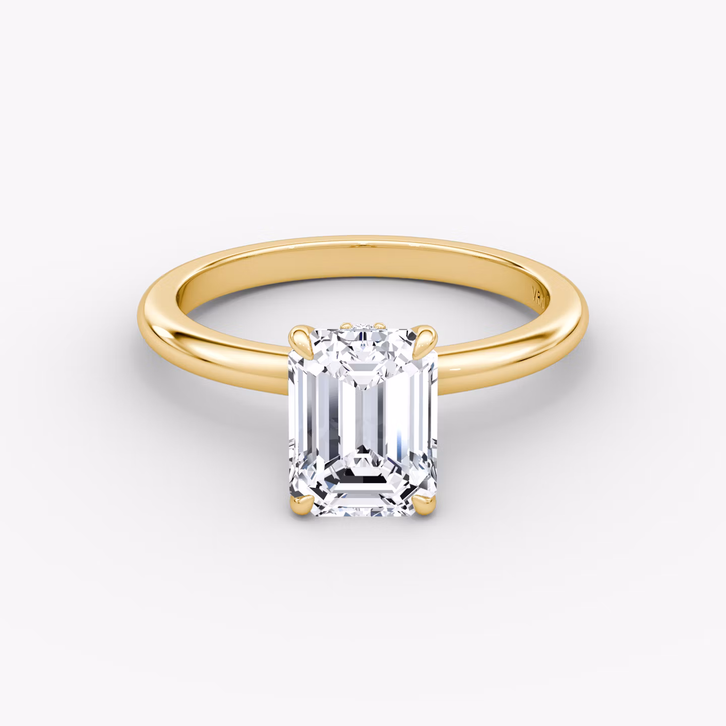 The Veiled Halo | Emerald | 18k | Yellow Gold | bandAccent: Plain | diamondOrientation: vertical | caratWeight: other