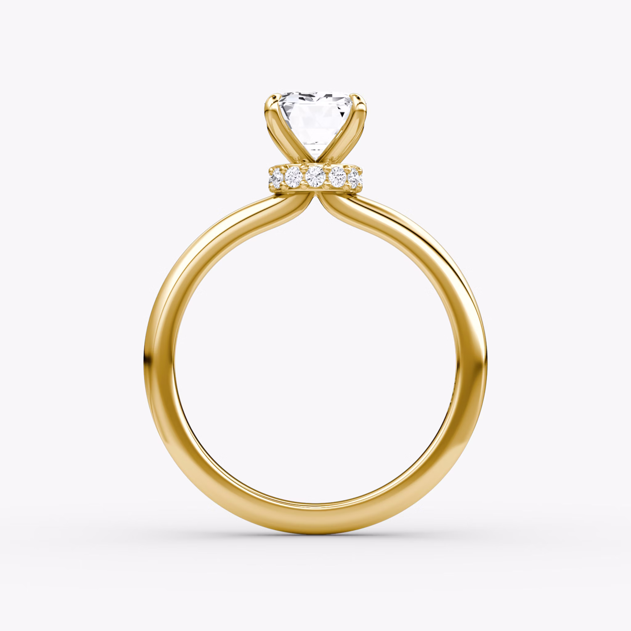 The Veiled Halo | Emerald | 18k | Yellow Gold | bandAccent: Plain | diamondOrientation: vertical | caratWeight: other
