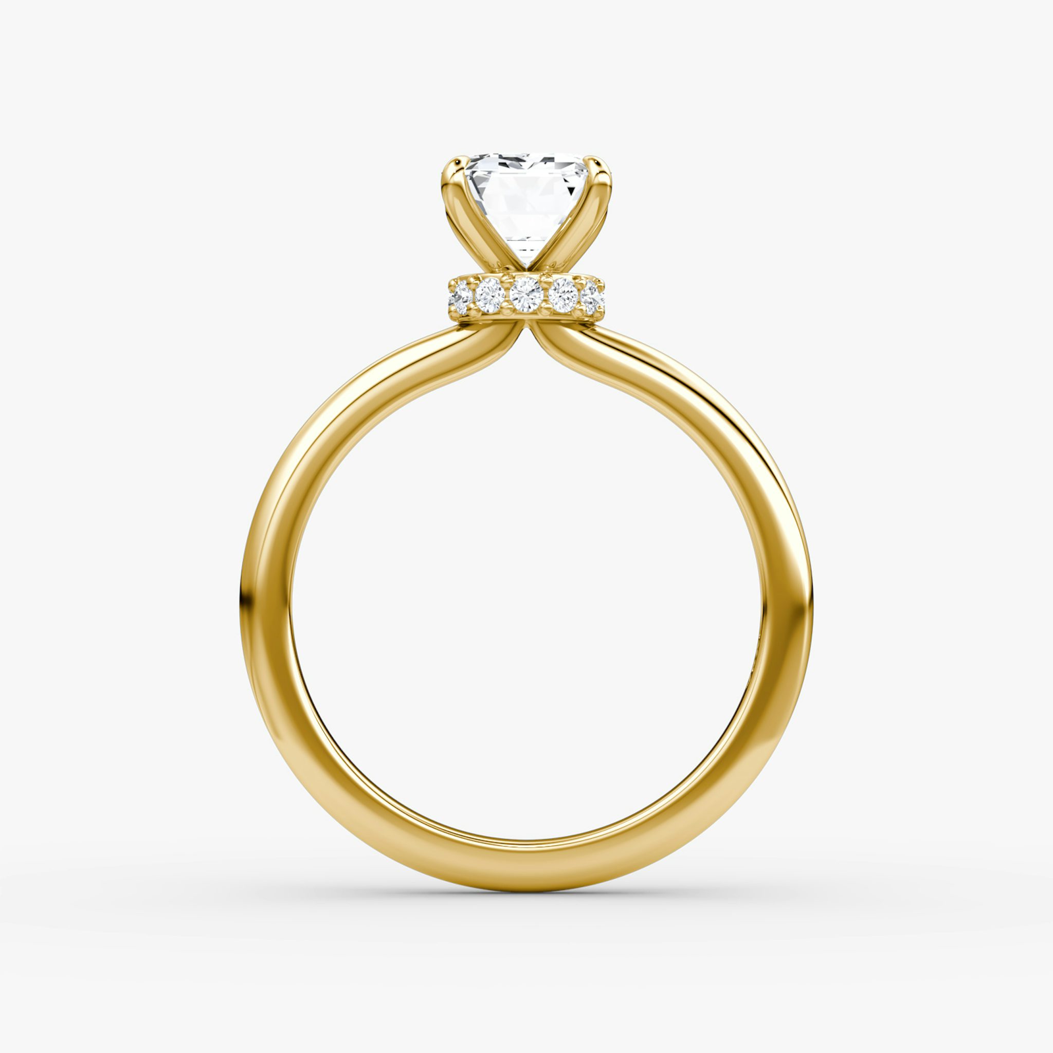 The Veiled Halo | Emerald | 18k | Yellow Gold | bandAccent: Plain | diamondOrientation: vertical | caratWeight: other