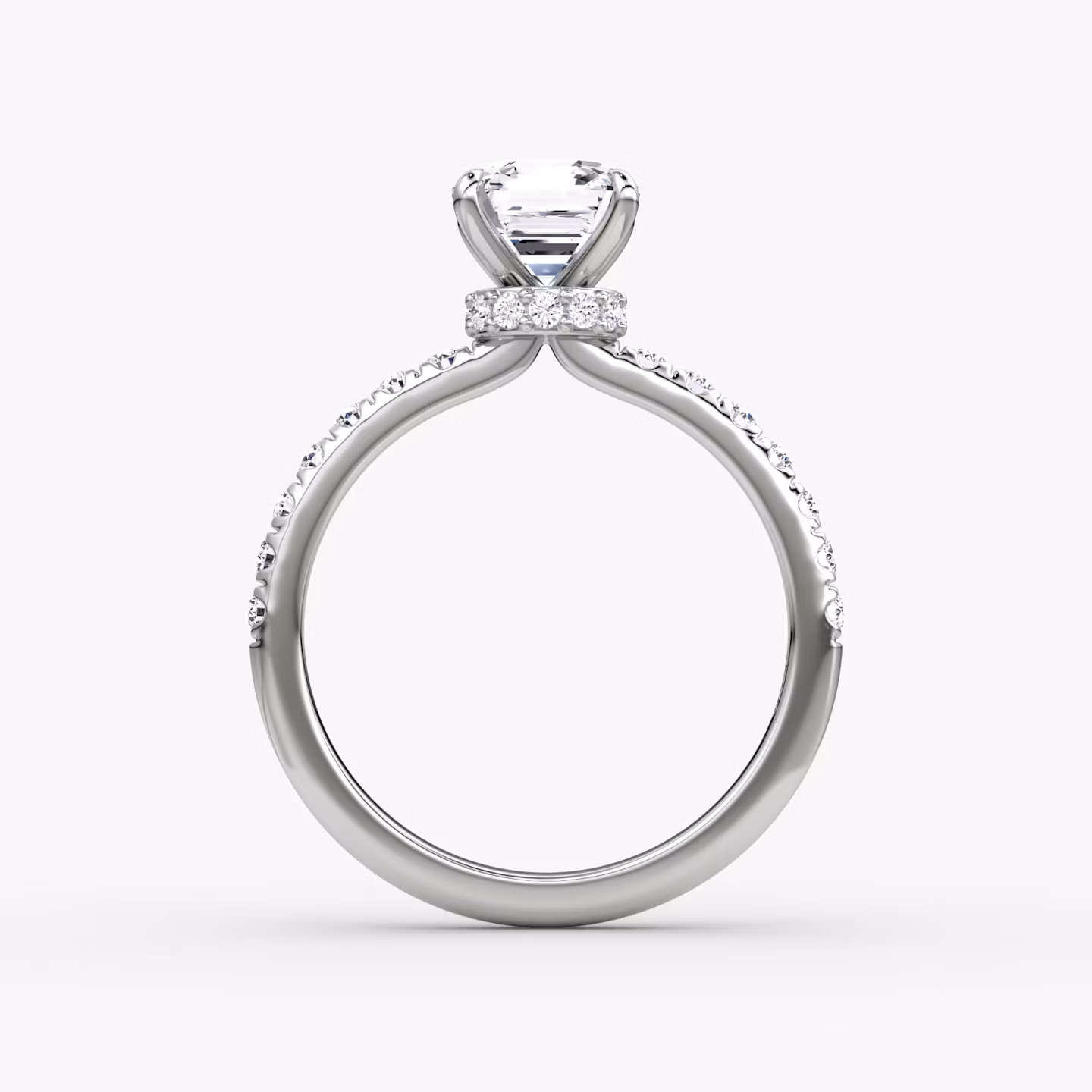 Veiled Halo | Asscher | Platin | bandAccent: Mit Pavé-Besatz | diamondOrientation: vertical | caratWeight: other