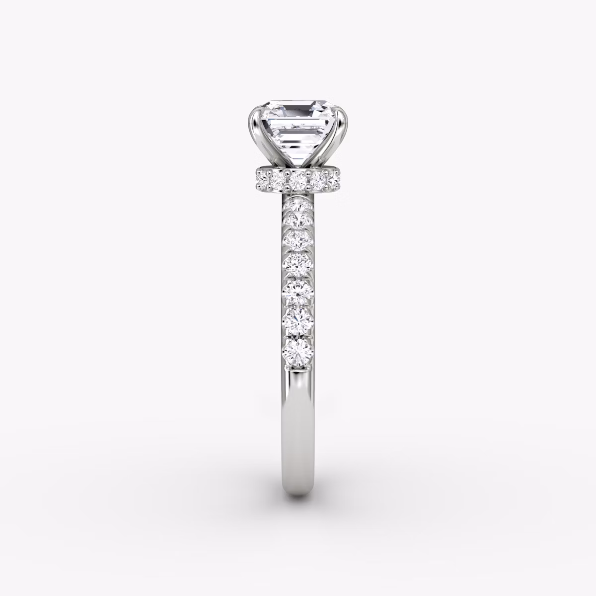 Anillo de compromiso Veiled Halo | Asscher | Platino | bandAccent: Pavé | diamondOrientation: vertical | caratWeight: other