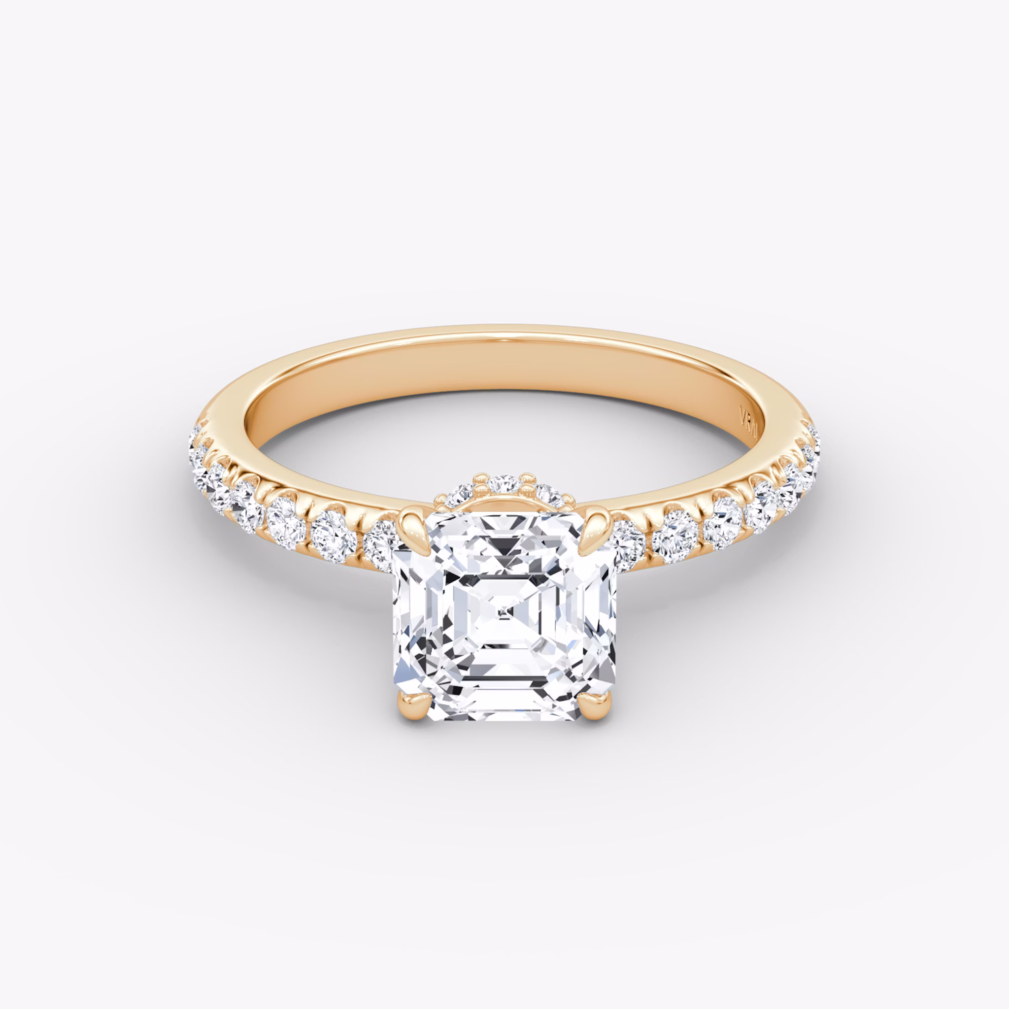 Veiled Halo | Asscher | 14k | Roségold | bandAccent: Mit Pavé-Besatz | diamondOrientation: vertical | caratWeight: other