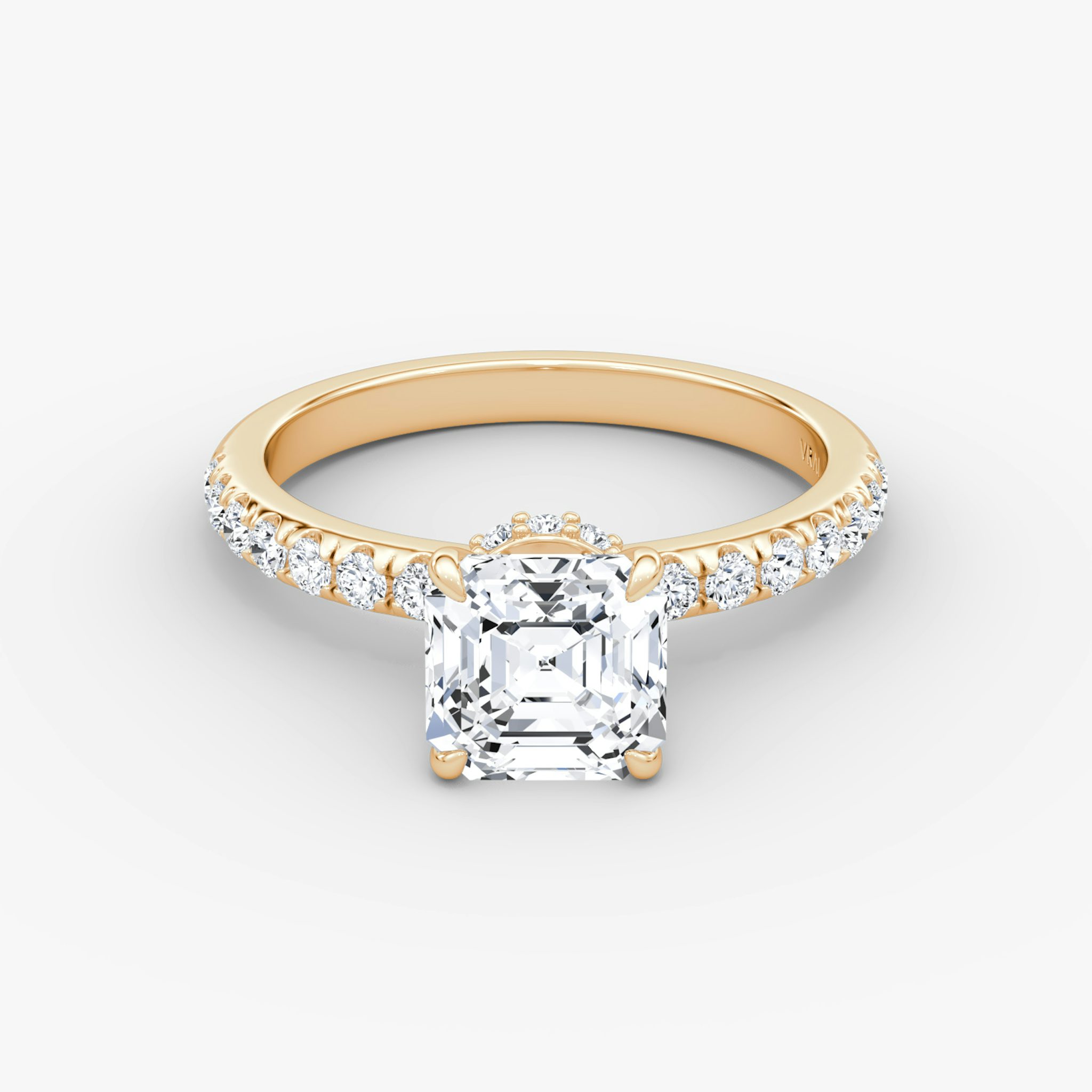Veiled Halo | Asscher | 14k | Roségold | bandAccent: Mit Pavé-Besatz | diamondOrientation: vertical | caratWeight: other
