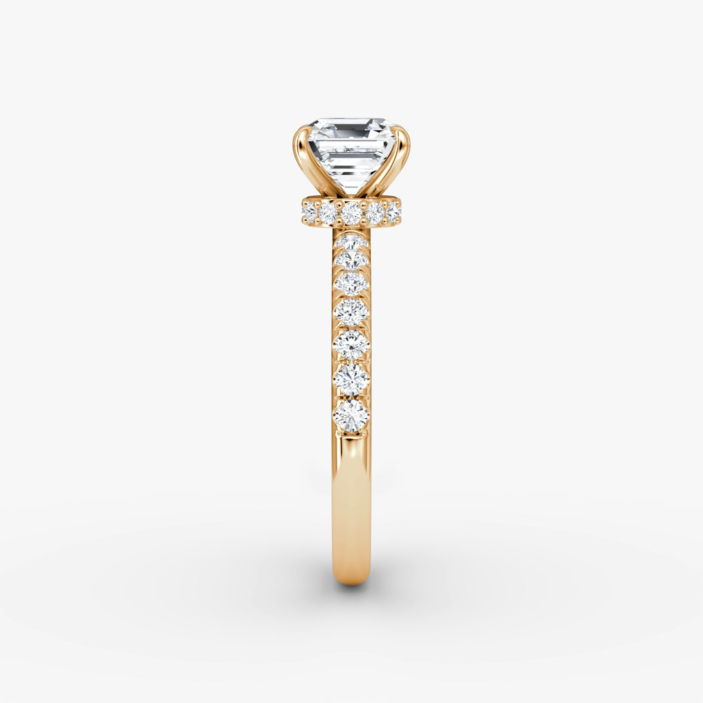 The Veiled Halo | Asscher | 14k | Rose Gold | bandAccent: Pavé | diamondOrientation: vertical | caratWeight: other