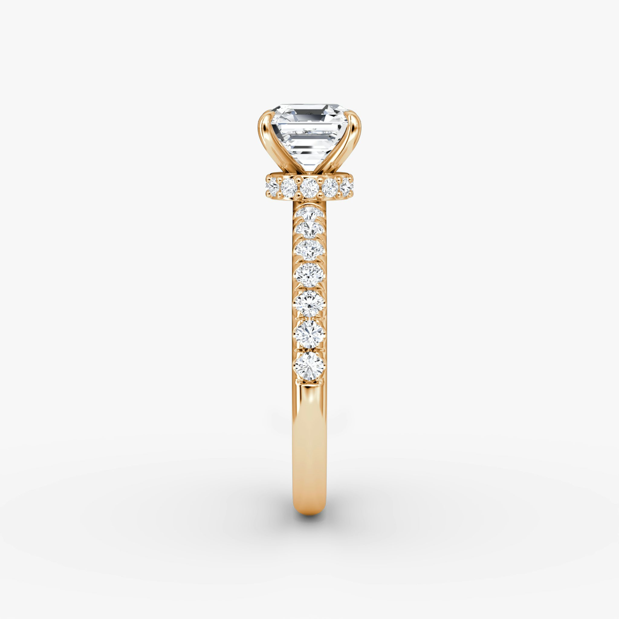 Veiled Halo | Asscher | 14k | Roségold | bandAccent: Mit Pavé-Besatz | diamondOrientation: vertical | caratWeight: other