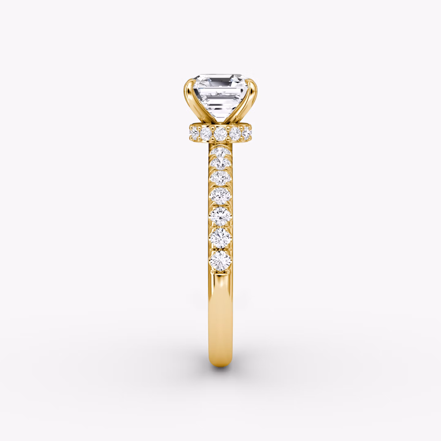 The Veiled Halo | Asscher | 18k | Yellow Gold | bandAccent: Pavé | diamondOrientation: vertical | caratWeight: other