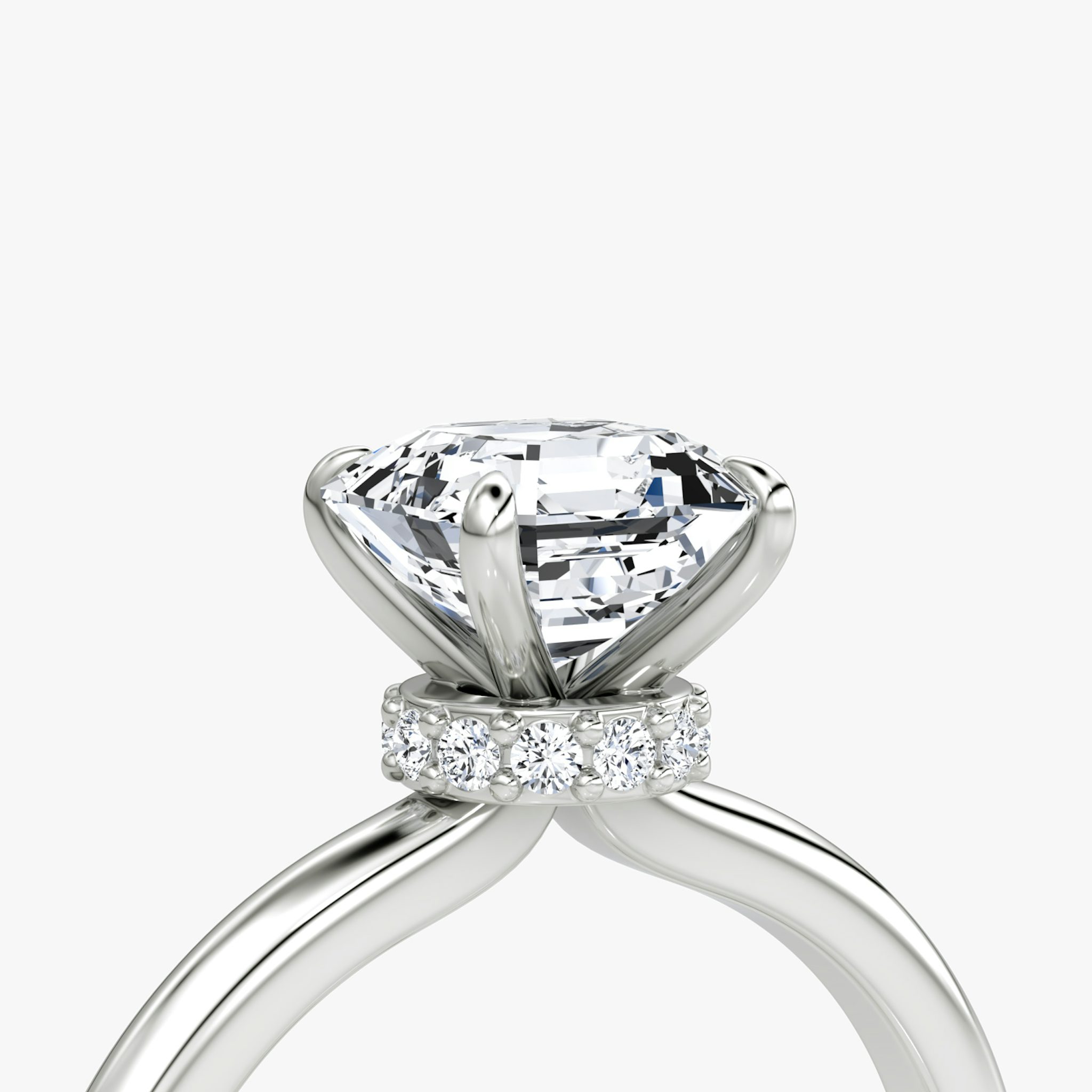 The Veiled Halo | Asscher | Platinum | bandAccent: Plain | diamondOrientation: vertical | caratWeight: other