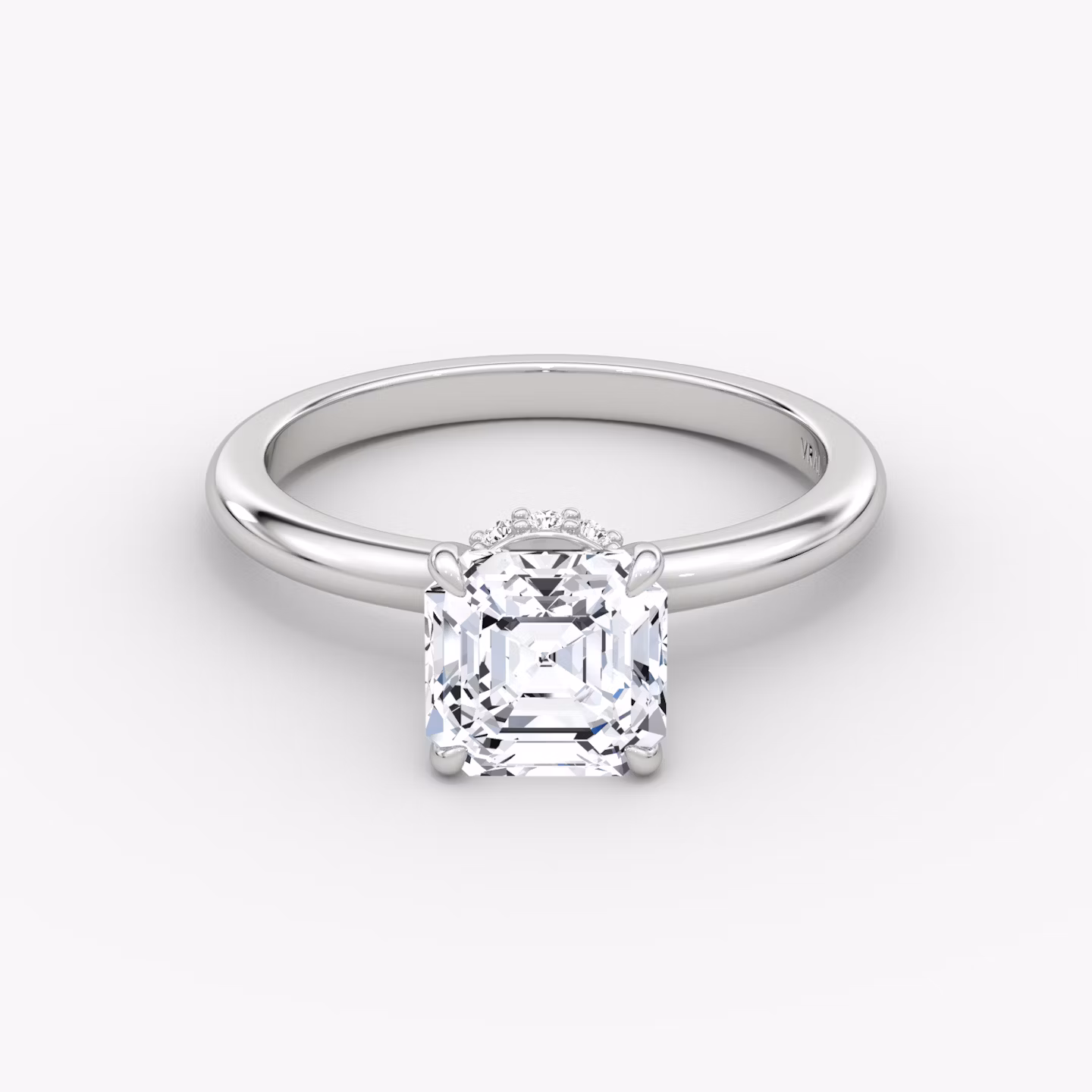 The Veiled Halo | Asscher | 18k | White Gold | bandAccent: Plain | diamondOrientation: vertical | caratWeight: other