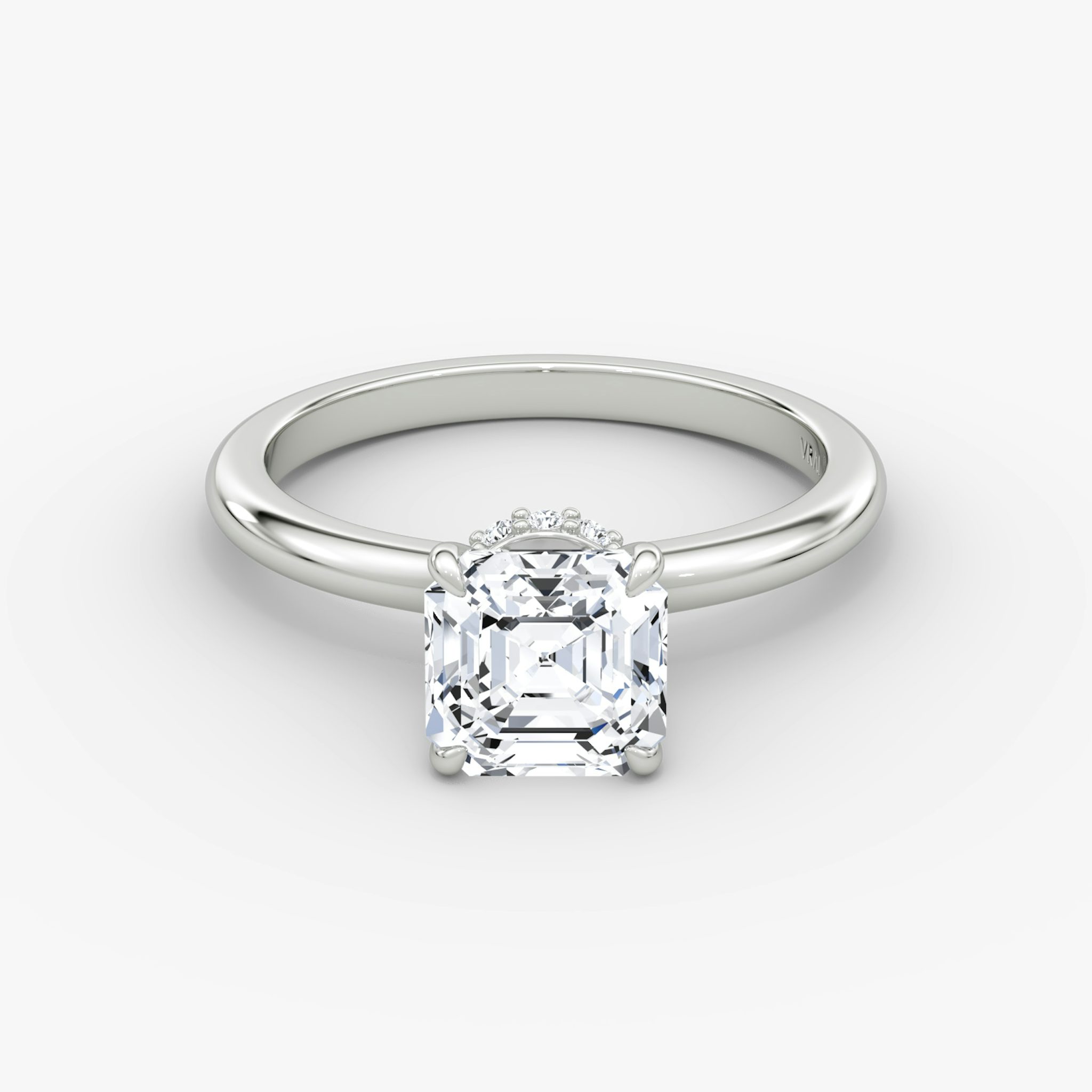 The Veiled Halo | Asscher | Platinum | bandAccent: Plain | diamondOrientation: vertical | caratWeight: other