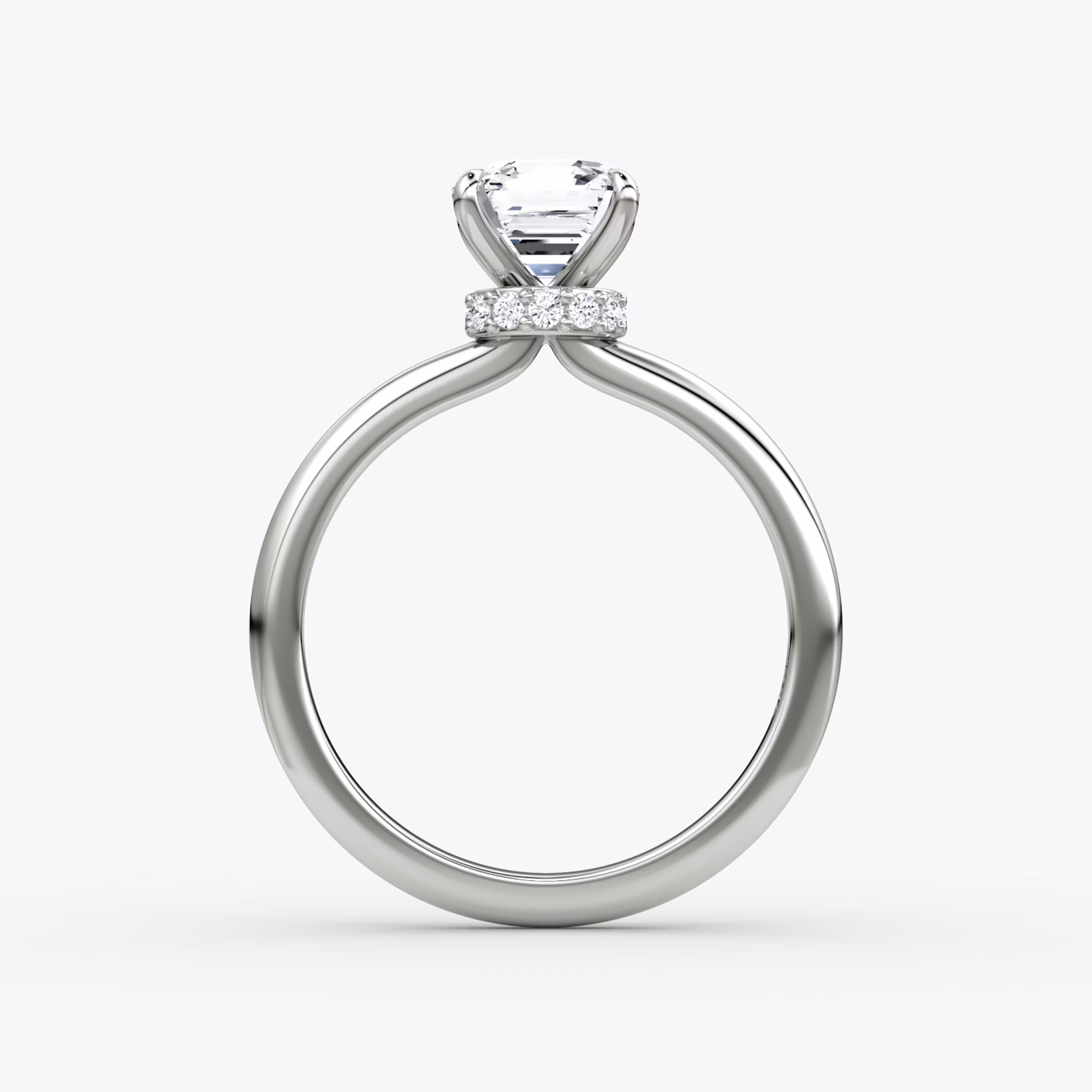 The Veiled Halo | Asscher | Platinum | bandAccent: Plain | diamondOrientation: vertical | caratWeight: other