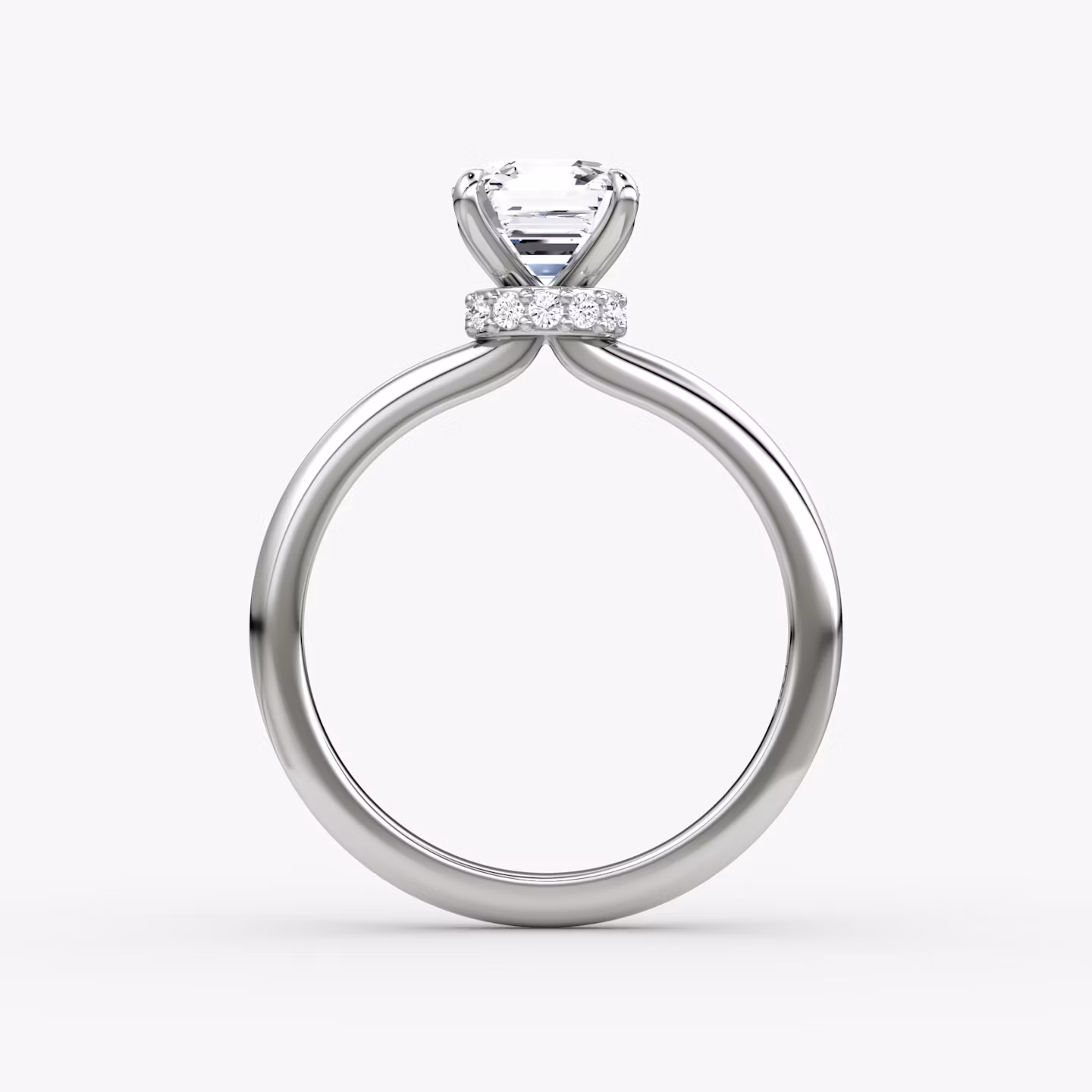 The Veiled Halo | Asscher | 18k | White Gold | bandAccent: Plain | diamondOrientation: vertical | caratWeight: other