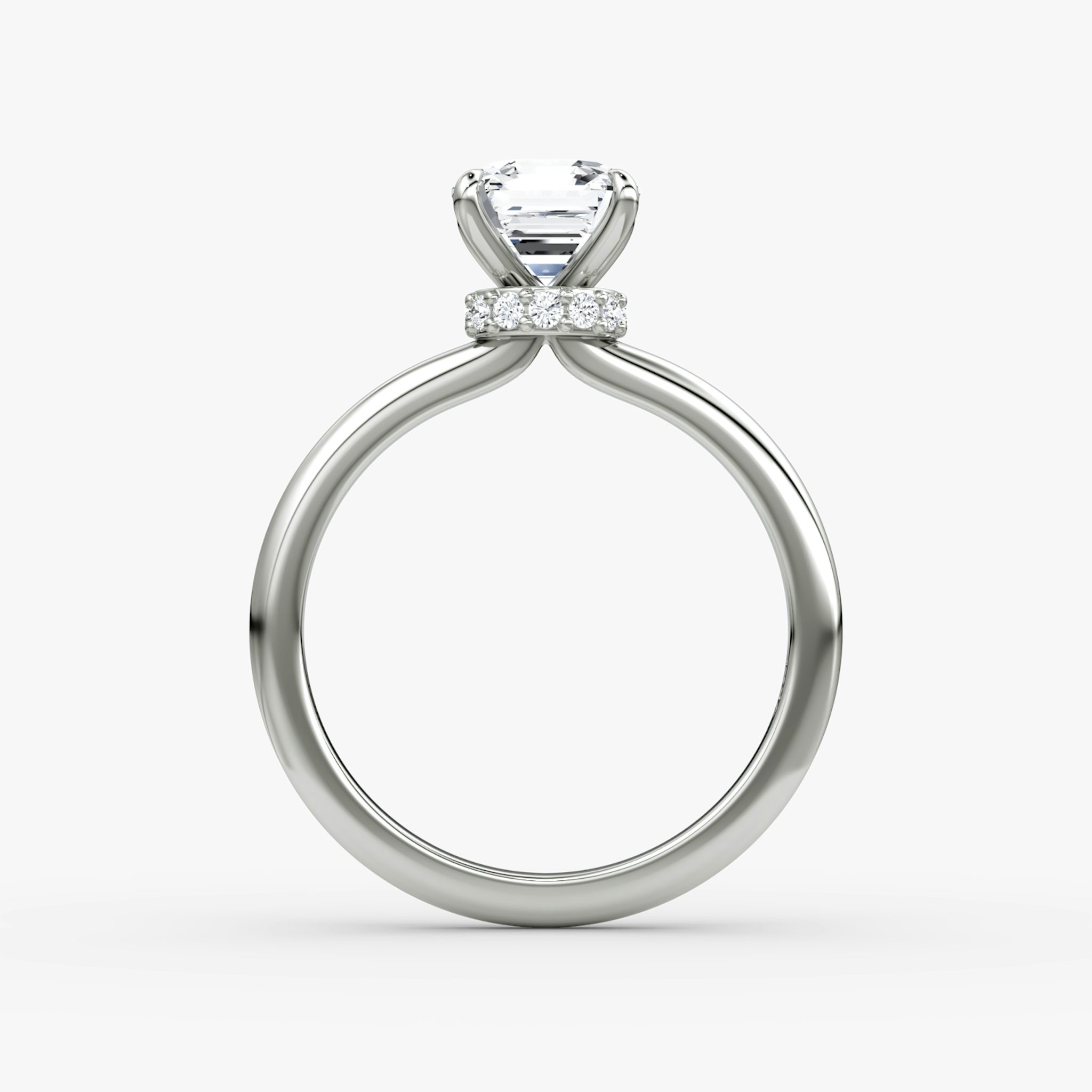 The Veiled Halo | Asscher | Platinum | bandAccent: Plain | diamondOrientation: vertical | caratWeight: other