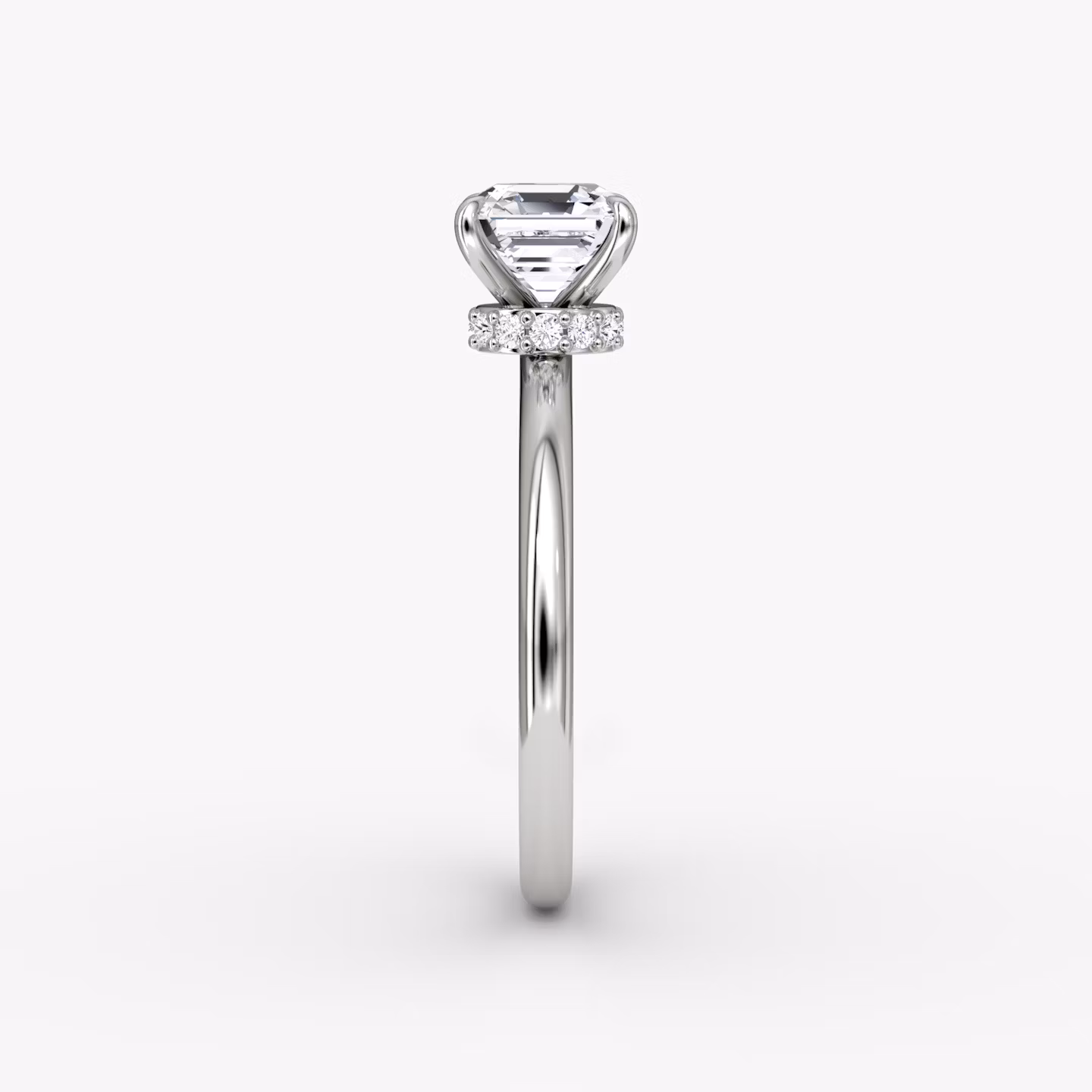 The Veiled Halo | Asscher | 18k | White Gold | bandAccent: Plain | diamondOrientation: vertical | caratWeight: other