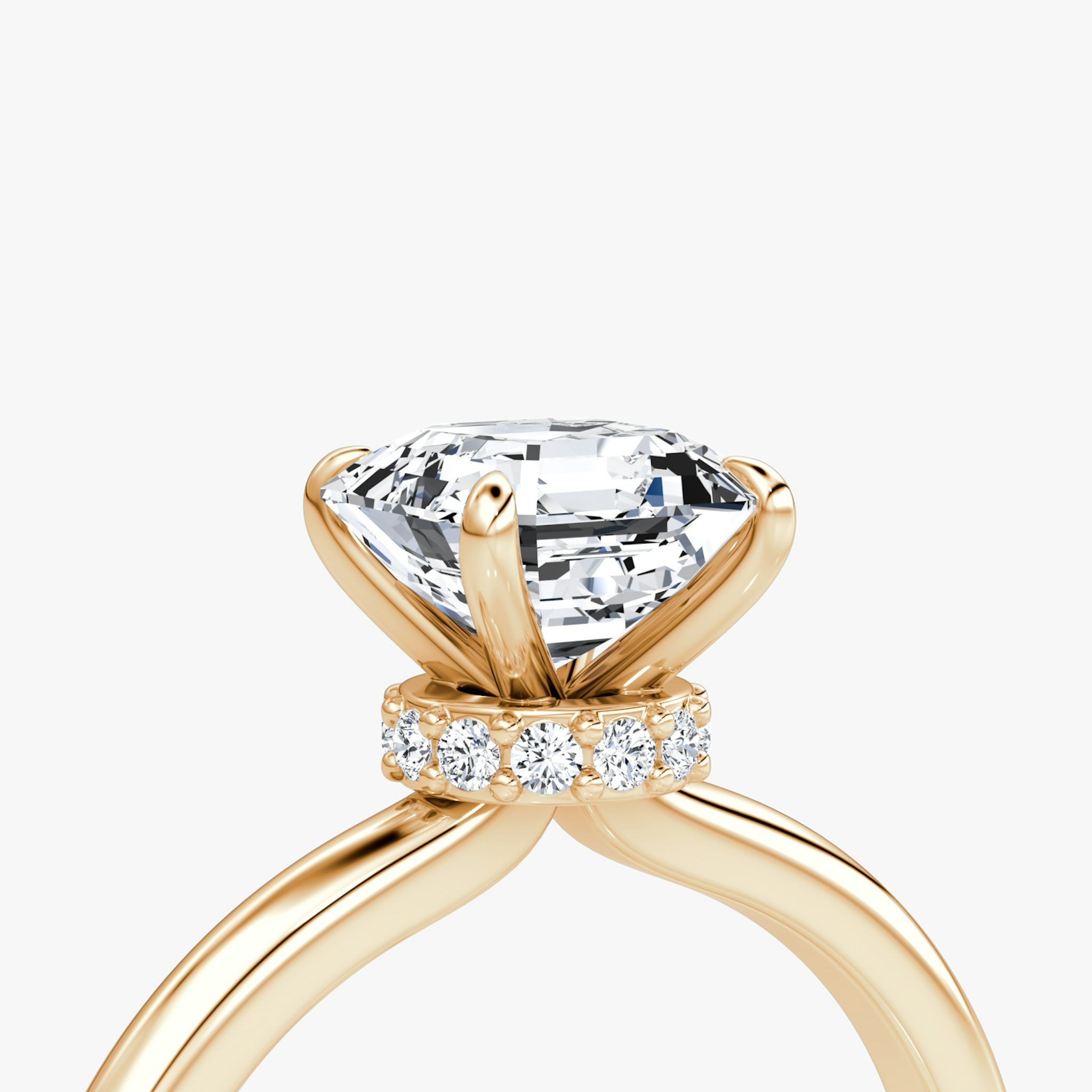 The Veiled Halo | Asscher | 14k | Rose Gold | bandAccent: Plain | diamondOrientation: vertical | caratWeight: other