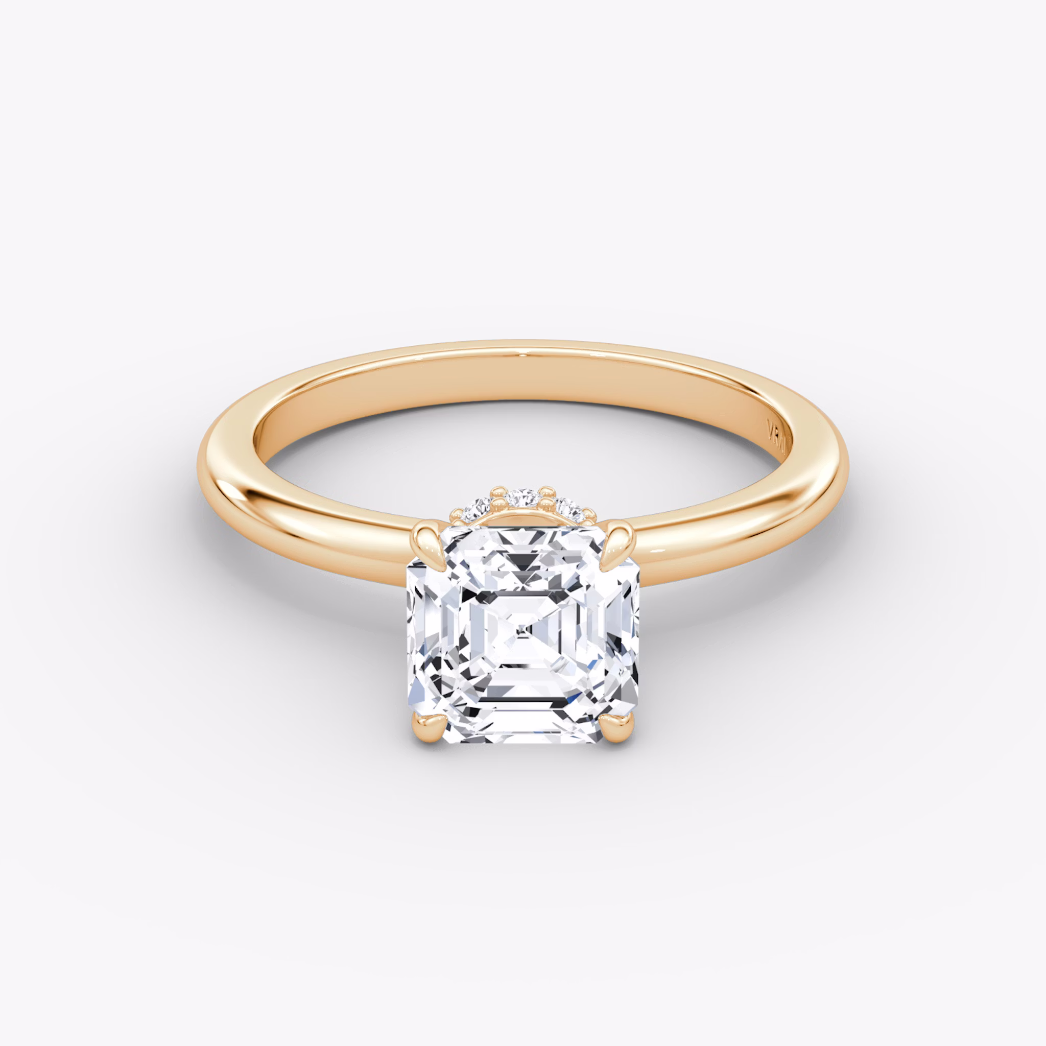 The Veiled Halo | Asscher | 14k | Rose Gold | bandAccent: Plain | diamondOrientation: vertical | caratWeight: other
