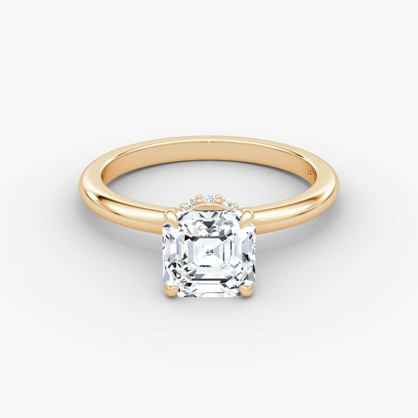 The Veiled Halo | Asscher | 14k | Rose Gold | bandAccent: Plain | diamondOrientation: vertical | caratWeight: other