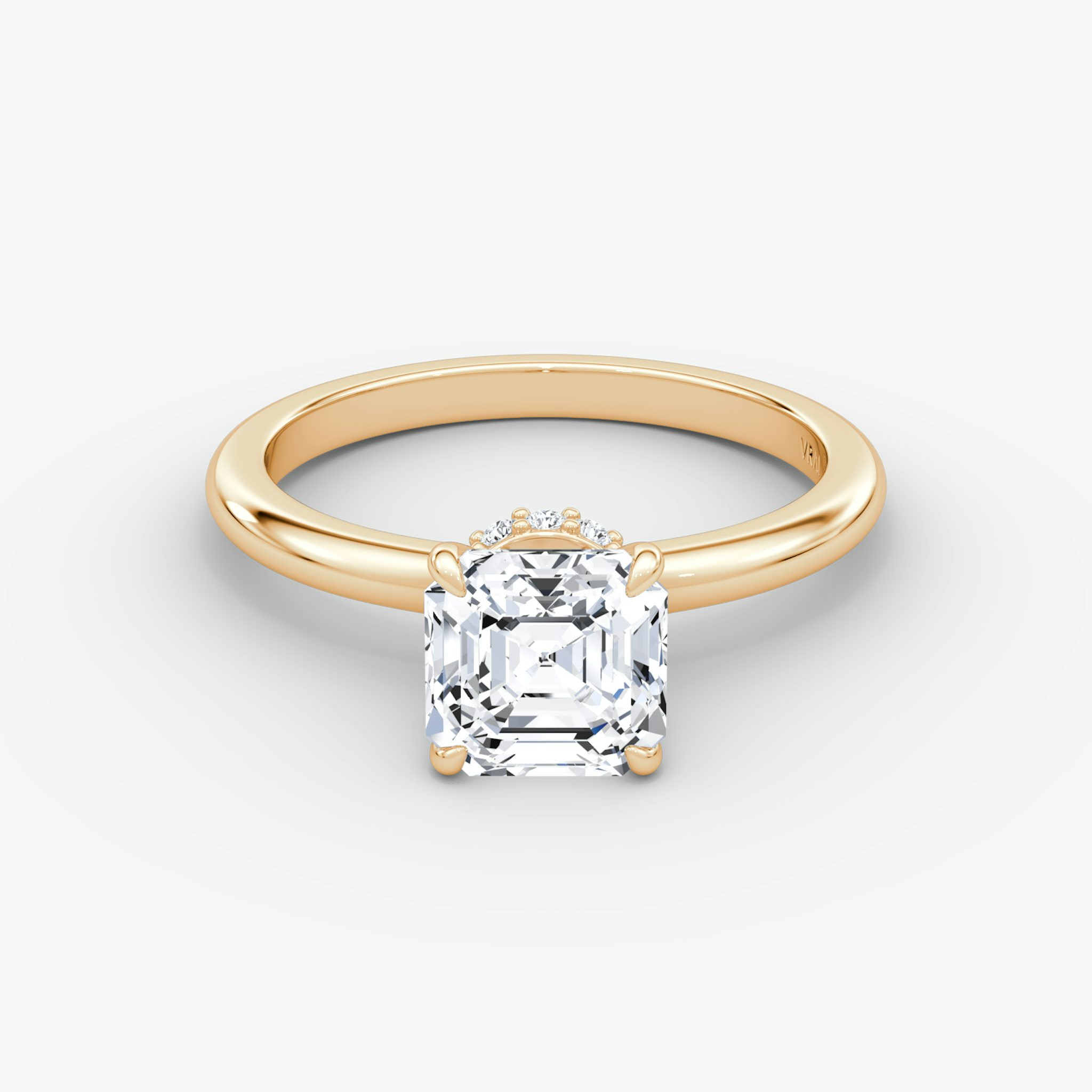 The Veiled Halo | Asscher | 14k | Rose Gold | bandAccent: Plain | diamondOrientation: vertical | caratWeight: other