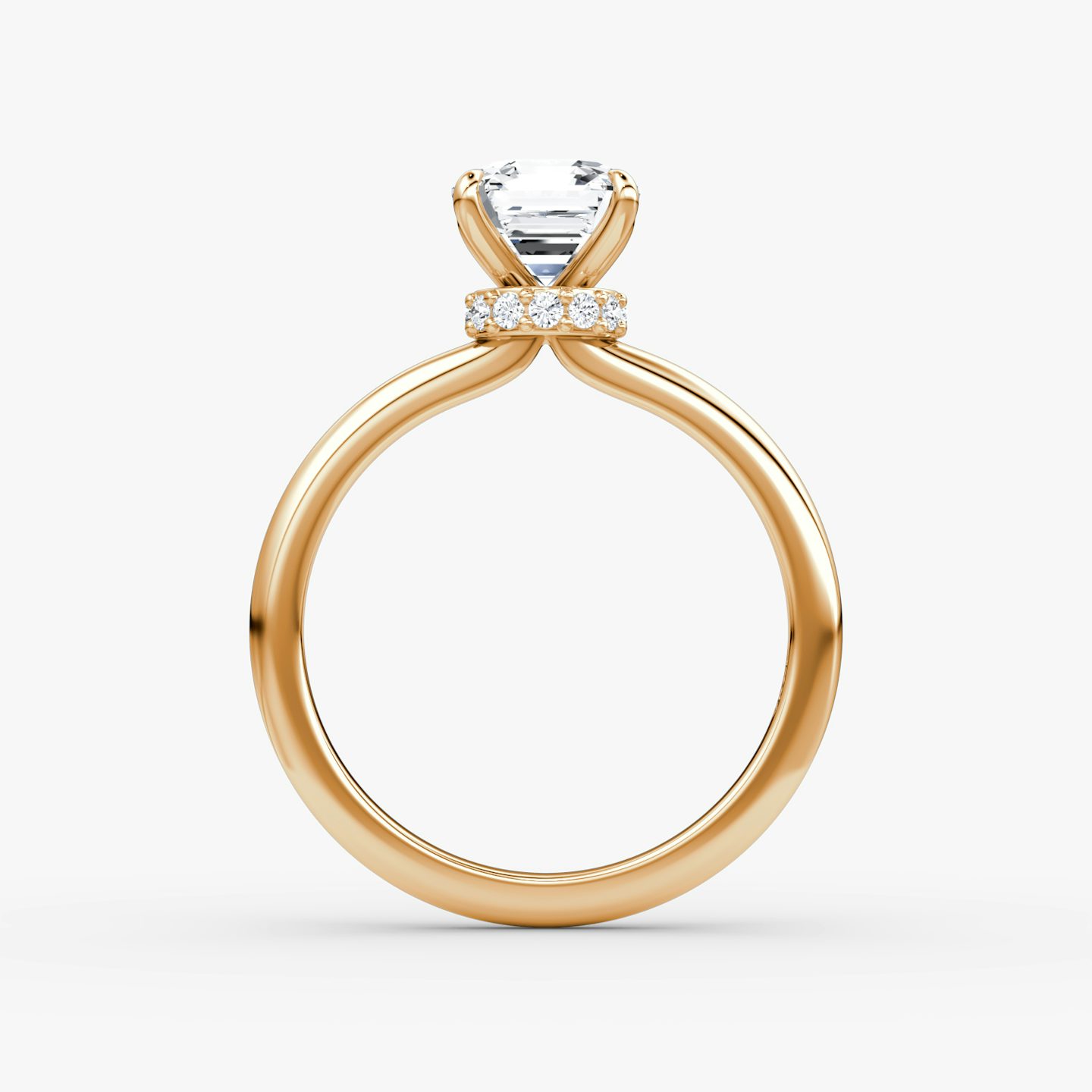 The Veiled Halo | Asscher | 14k | Rose Gold | bandAccent: Plain | diamondOrientation: vertical | caratWeight: other