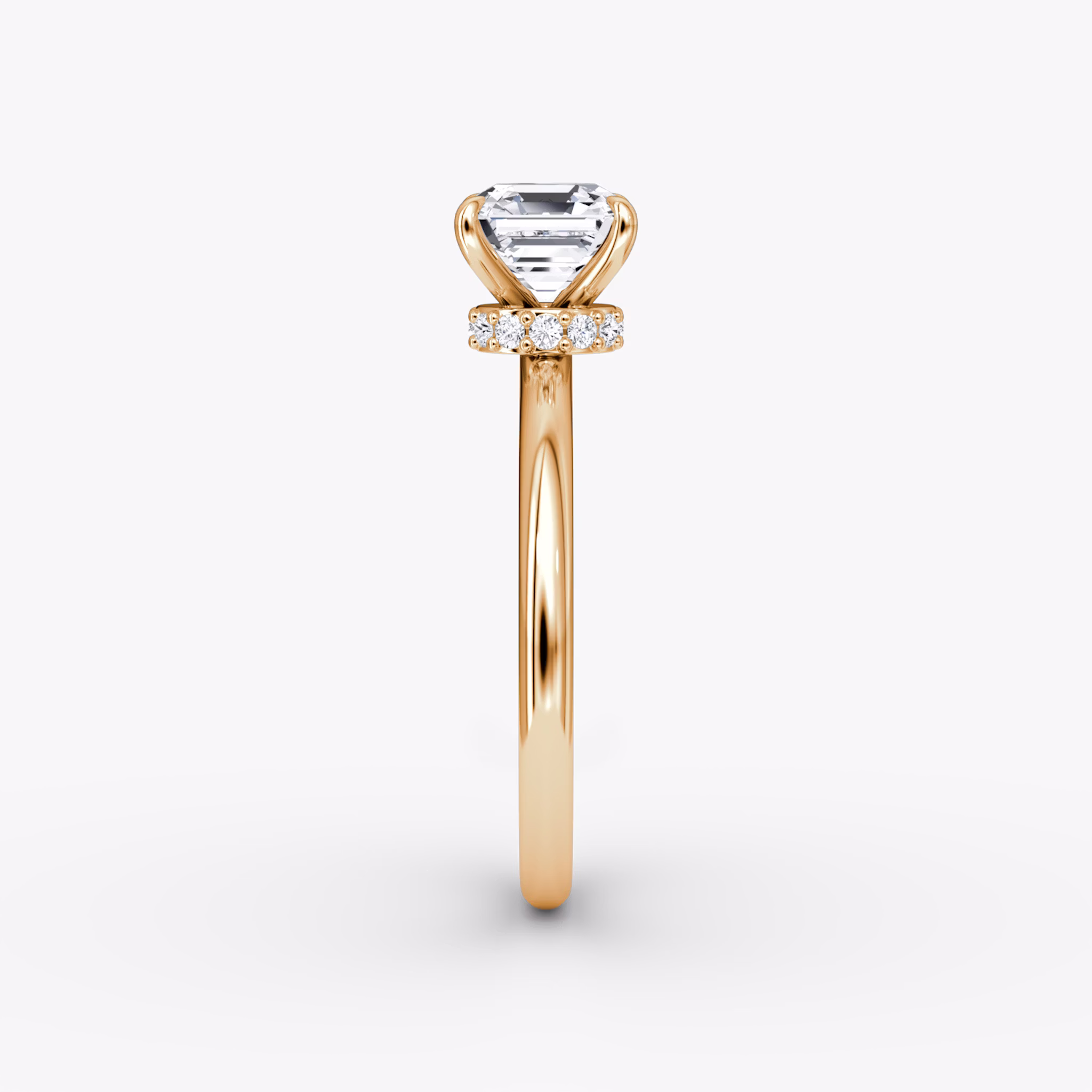 The Veiled Halo | Asscher | 14k | Rose Gold | bandAccent: Plain | diamondOrientation: vertical | caratWeight: other