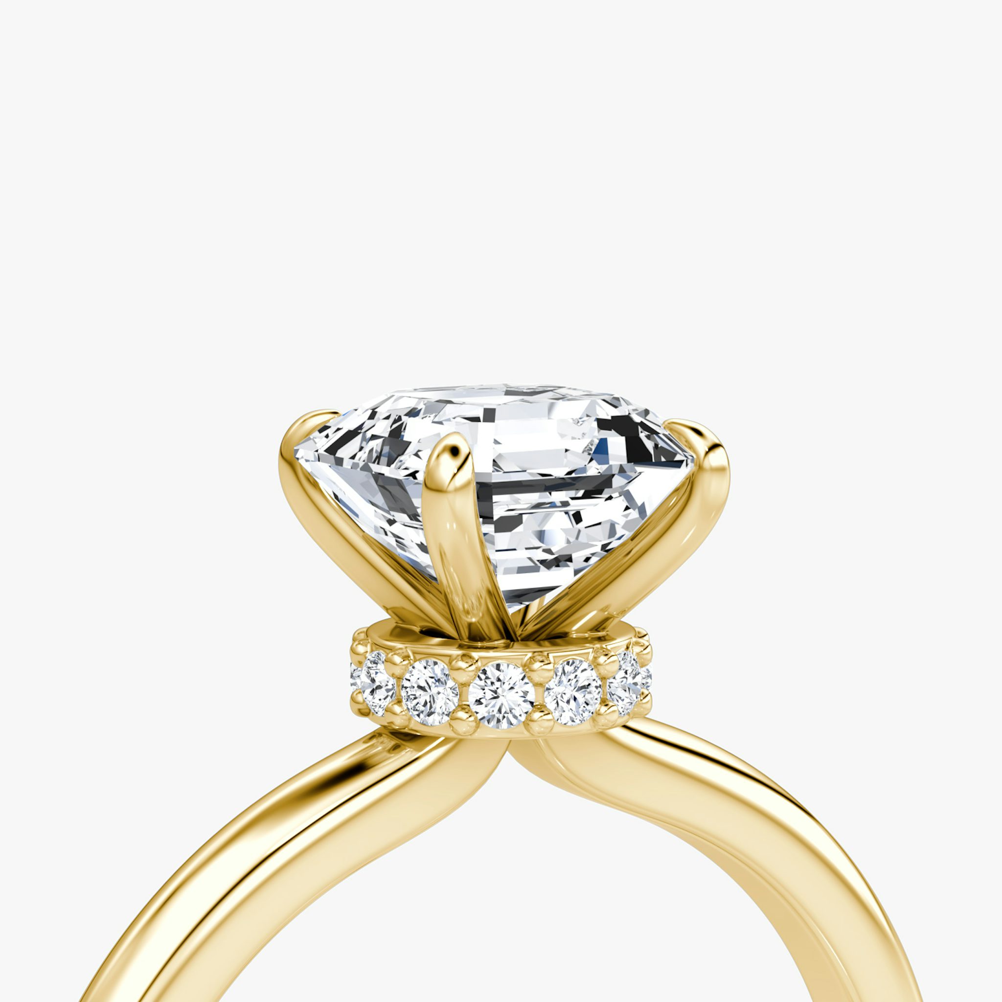 The Veiled Halo | Asscher | 18k | Yellow Gold | bandAccent: Plain | diamondOrientation: vertical | caratWeight: other