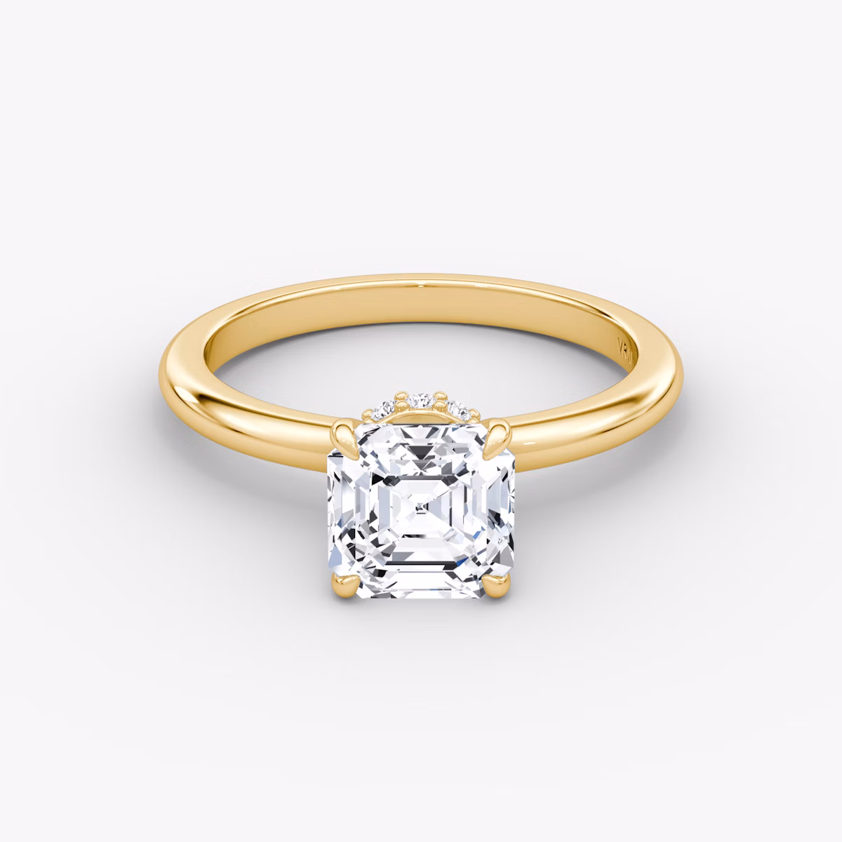 The Veiled Halo | Asscher | 18k | Yellow Gold | bandAccent: Plain | diamondOrientation: vertical | caratWeight: other