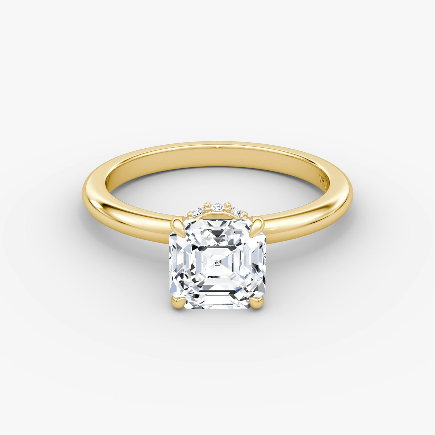 Veiled Halo | Asscher | 18k | Gelbgold | bandAccent: Ohne Pavé-Besatz | diamondOrientation: vertical | caratWeight: other