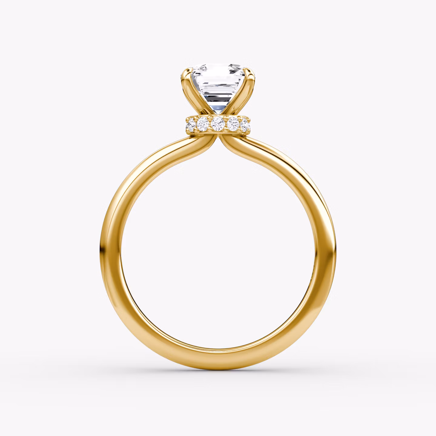 Veiled Halo | Asscher | 18k | Gelbgold | bandAccent: Ohne Pavé-Besatz | diamondOrientation: vertical | caratWeight: other