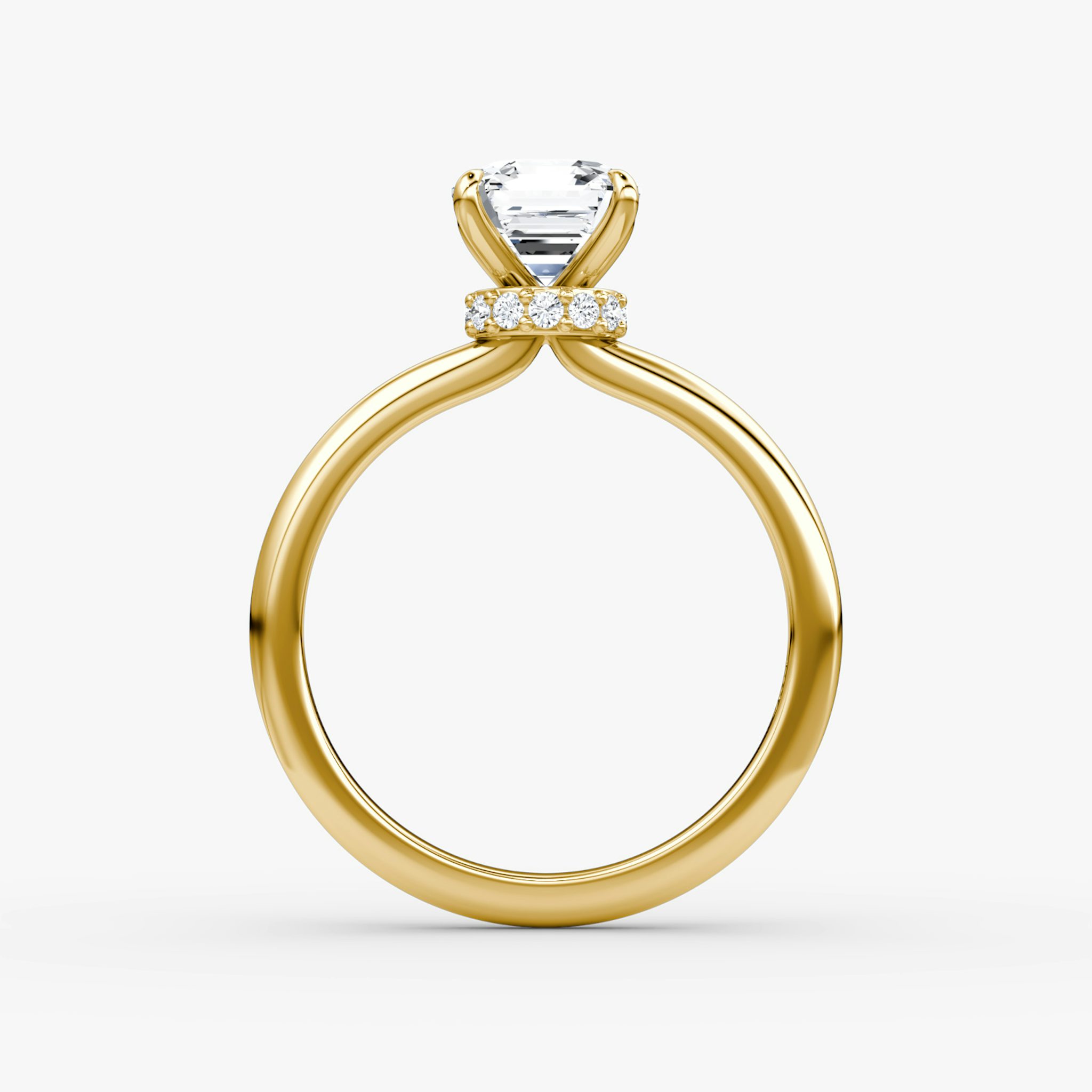 The Veiled Halo | Asscher | 18k | Yellow Gold | bandAccent: Plain | diamondOrientation: vertical | caratWeight: other
