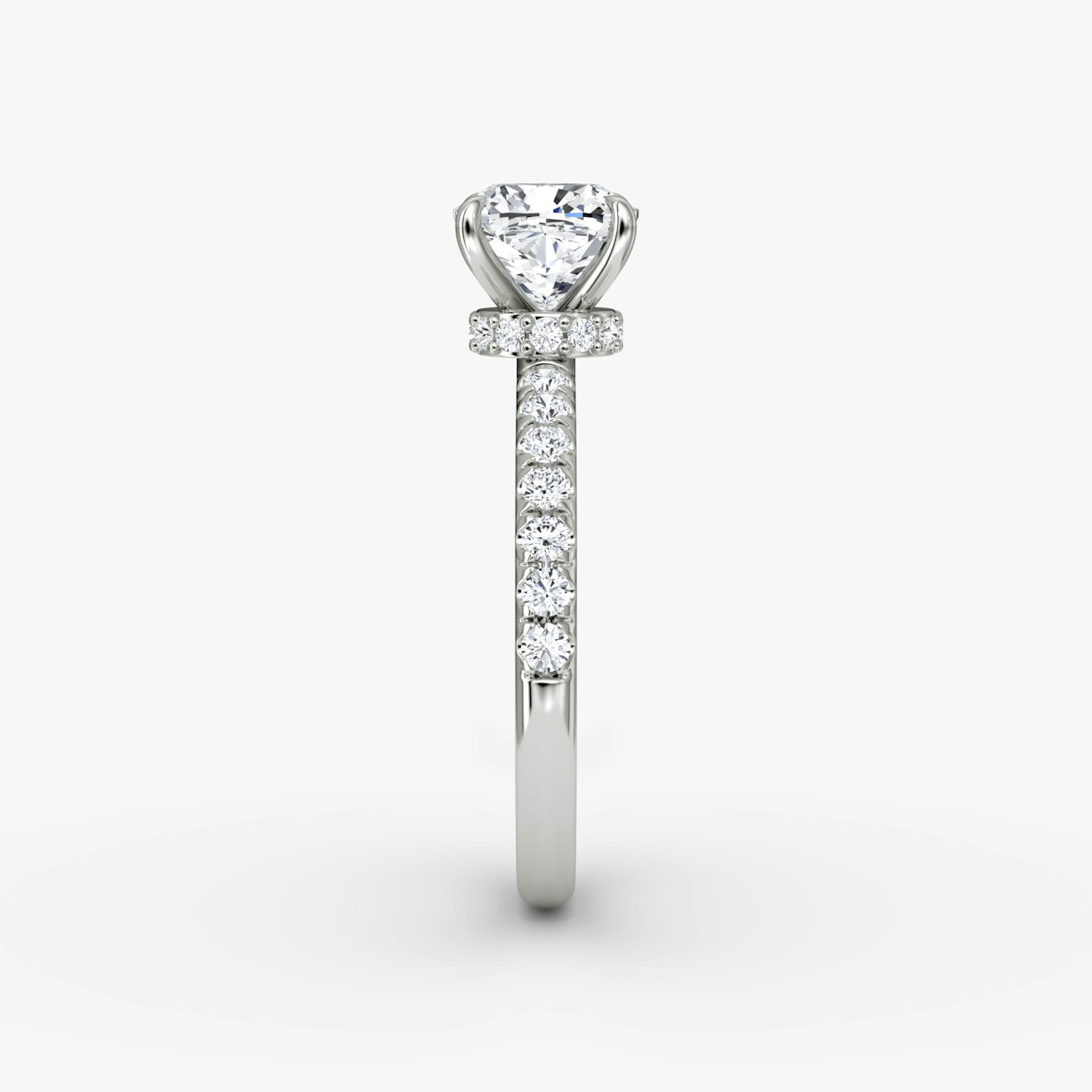 The Veiled Halo | Cushion | 18k | White Gold | bandAccent: Pavé | diamondOrientation: vertical | caratWeight: other