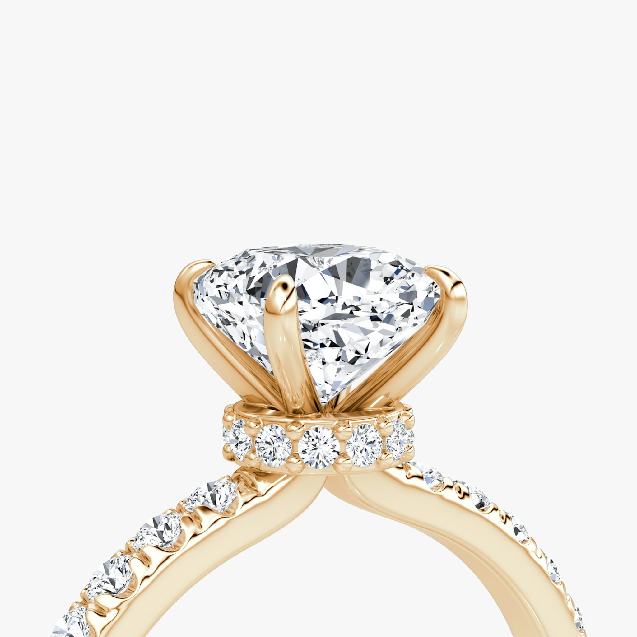The Veiled Halo | Cushion | 14k | Rose Gold | bandAccent: Pavé | diamondOrientation: vertical | caratWeight: other