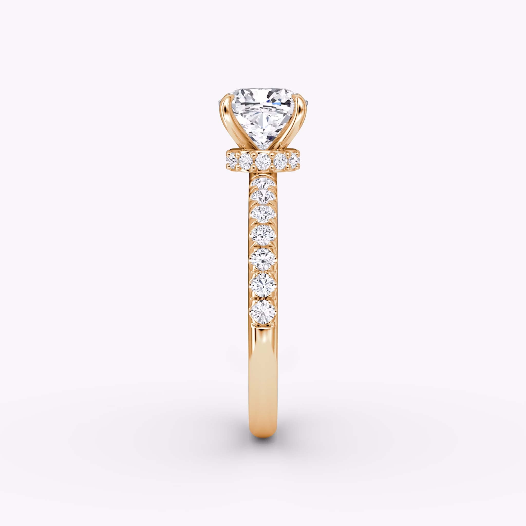 The Veiled Halo | Cushion | 14k | Rose Gold | bandAccent: Pavé | diamondOrientation: vertical | caratWeight: other