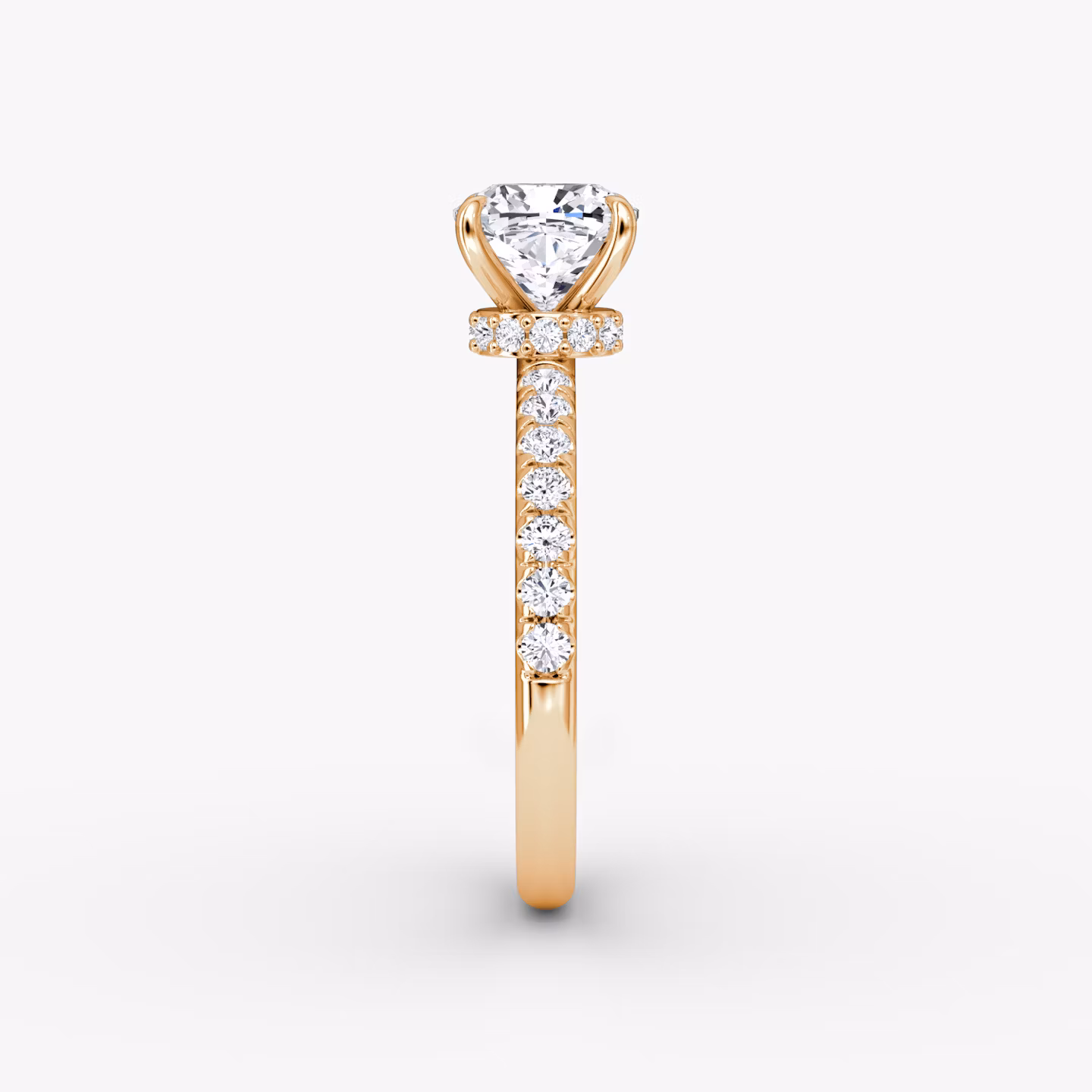 The Veiled Halo | Cushion | 14k | Rose Gold | bandAccent: Pavé | diamondOrientation: vertical | caratWeight: other