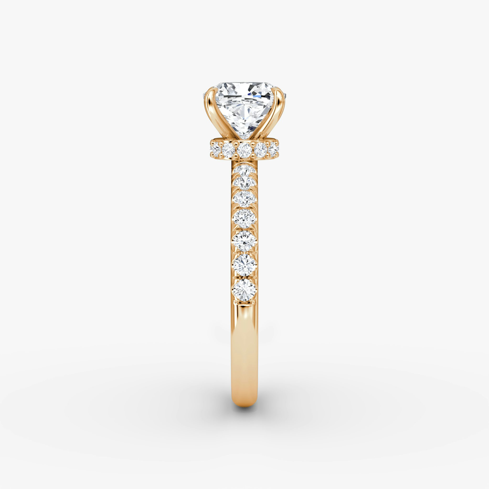The Veiled Halo | Cushion | 14k | Rose Gold | bandAccent: Pavé | diamondOrientation: vertical | caratWeight: other