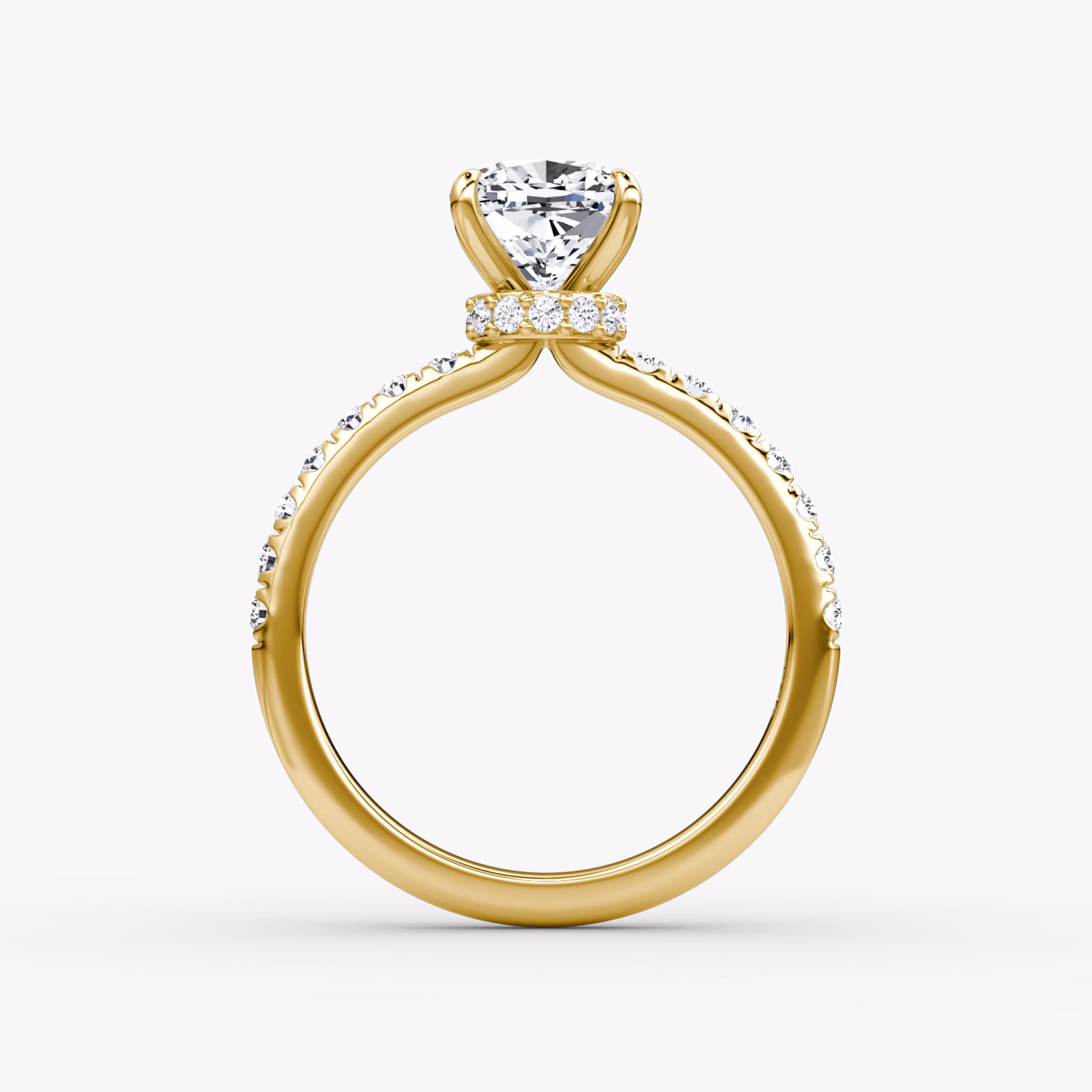 The Veiled Halo | Cushion | 18k | Yellow Gold | bandAccent: Pavé | diamondOrientation: vertical | caratWeight: other