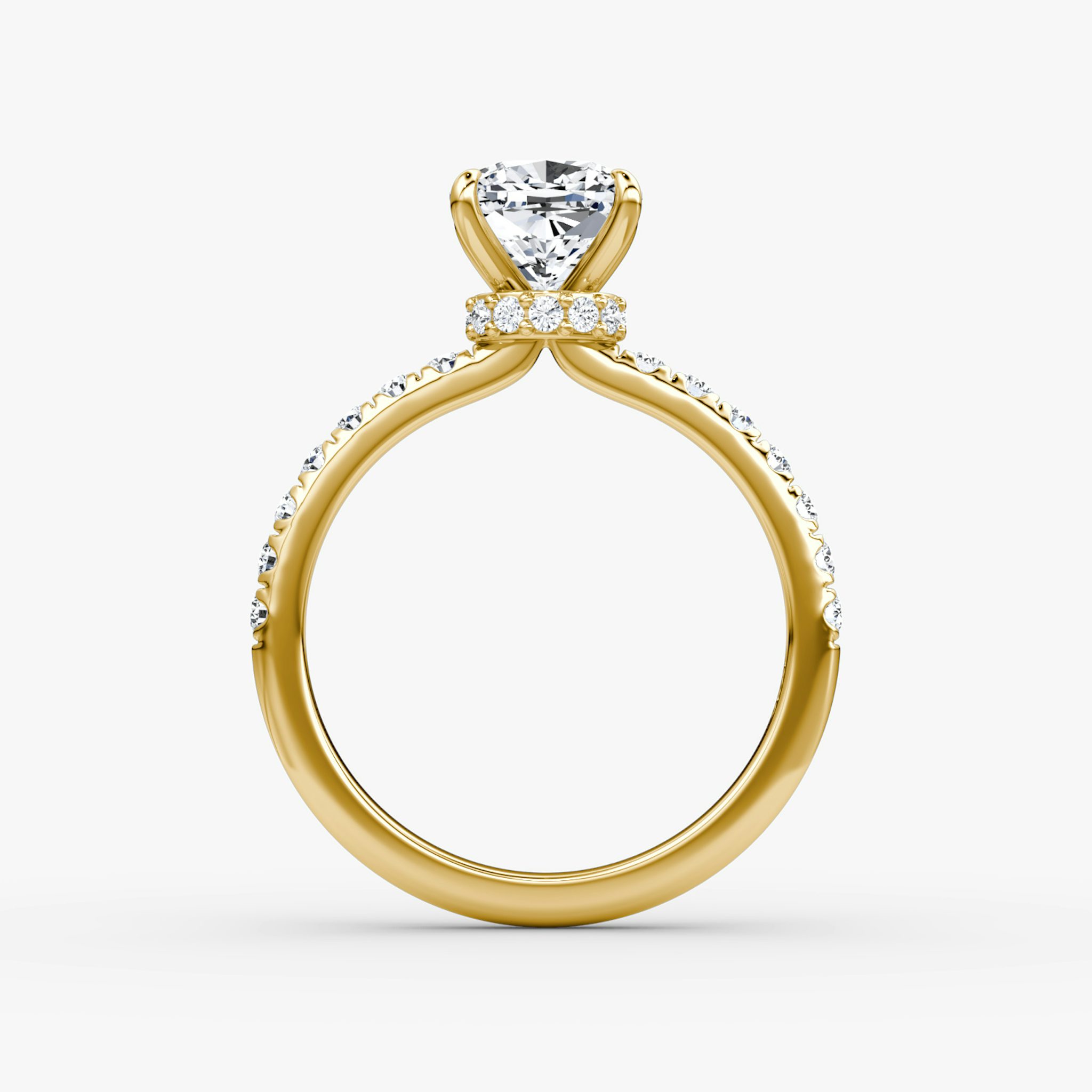 The Veiled Halo | Cushion | 18k | Yellow Gold | bandAccent: Pavé | diamondOrientation: vertical | caratWeight: other