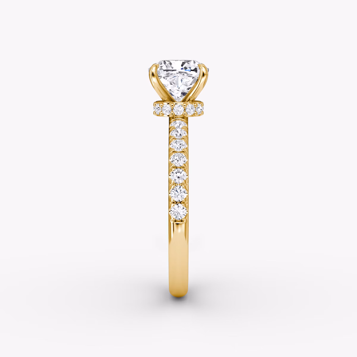 The Veiled Halo | Cushion | 18k | Yellow Gold | bandAccent: Pavé | diamondOrientation: vertical | caratWeight: other